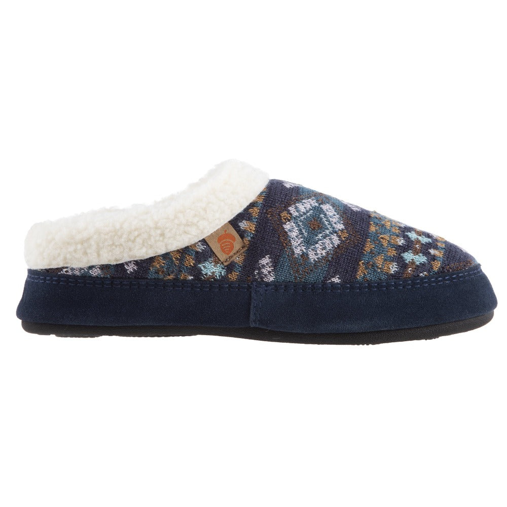 Women's Fairisle Knit Clog Slippers with Non-Slip Indoor/Outdoor Sole - Cozy House Shoes for Winter, Home, Office & Errands