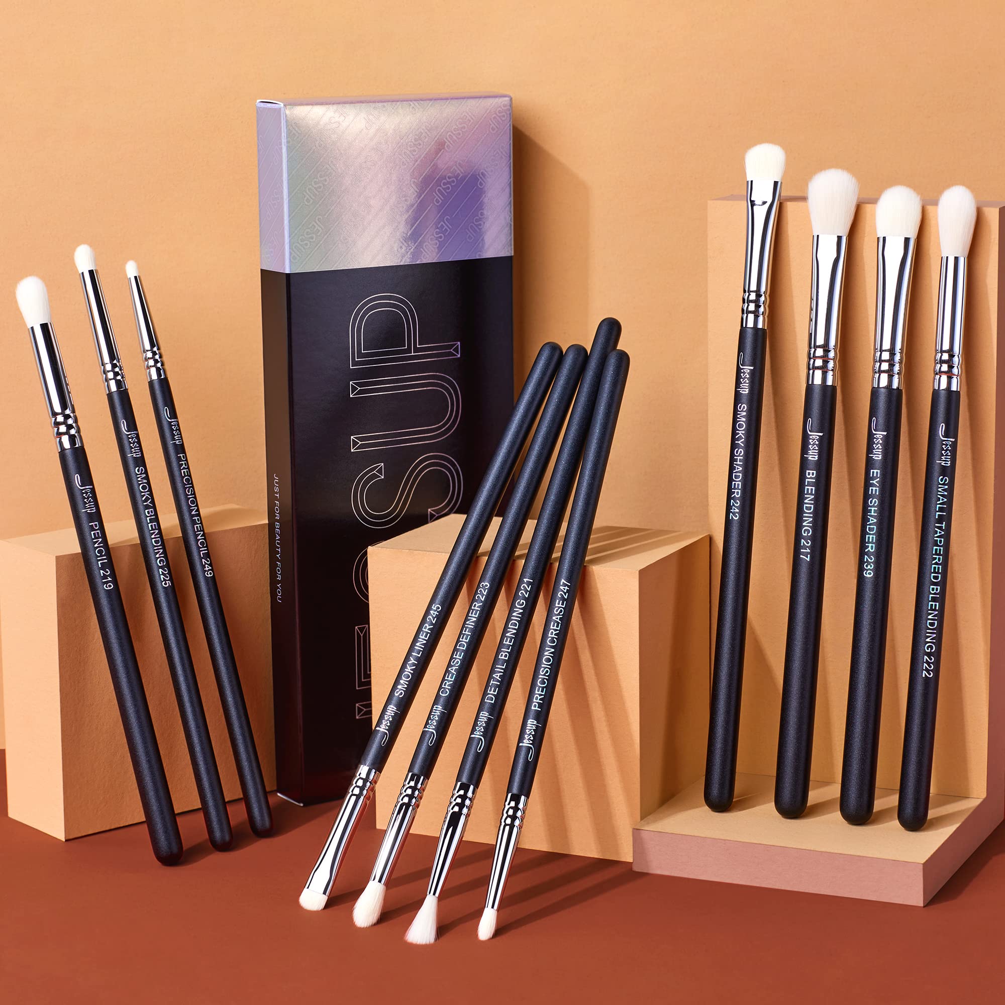Jessup 11pcs Professional Eyeshadow Brush Set for Makeup - Blending, Shading & Creasing