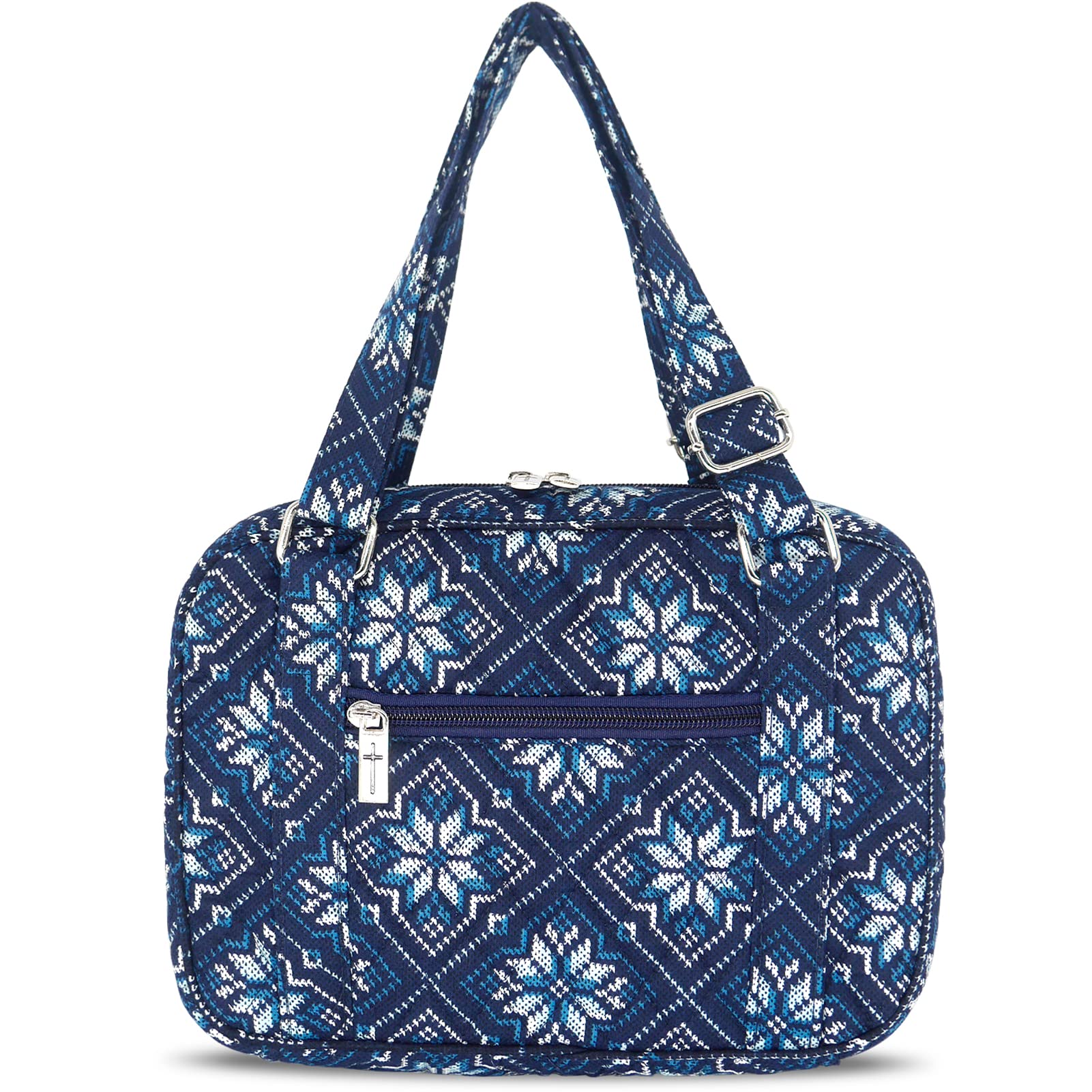 Women's Large Bible Cover with Adjustable Straps - 10x7x2.7 Inch Study Bible Carrying Case with Zipper Pocket - Perfect for Church, Bible Study & Travel