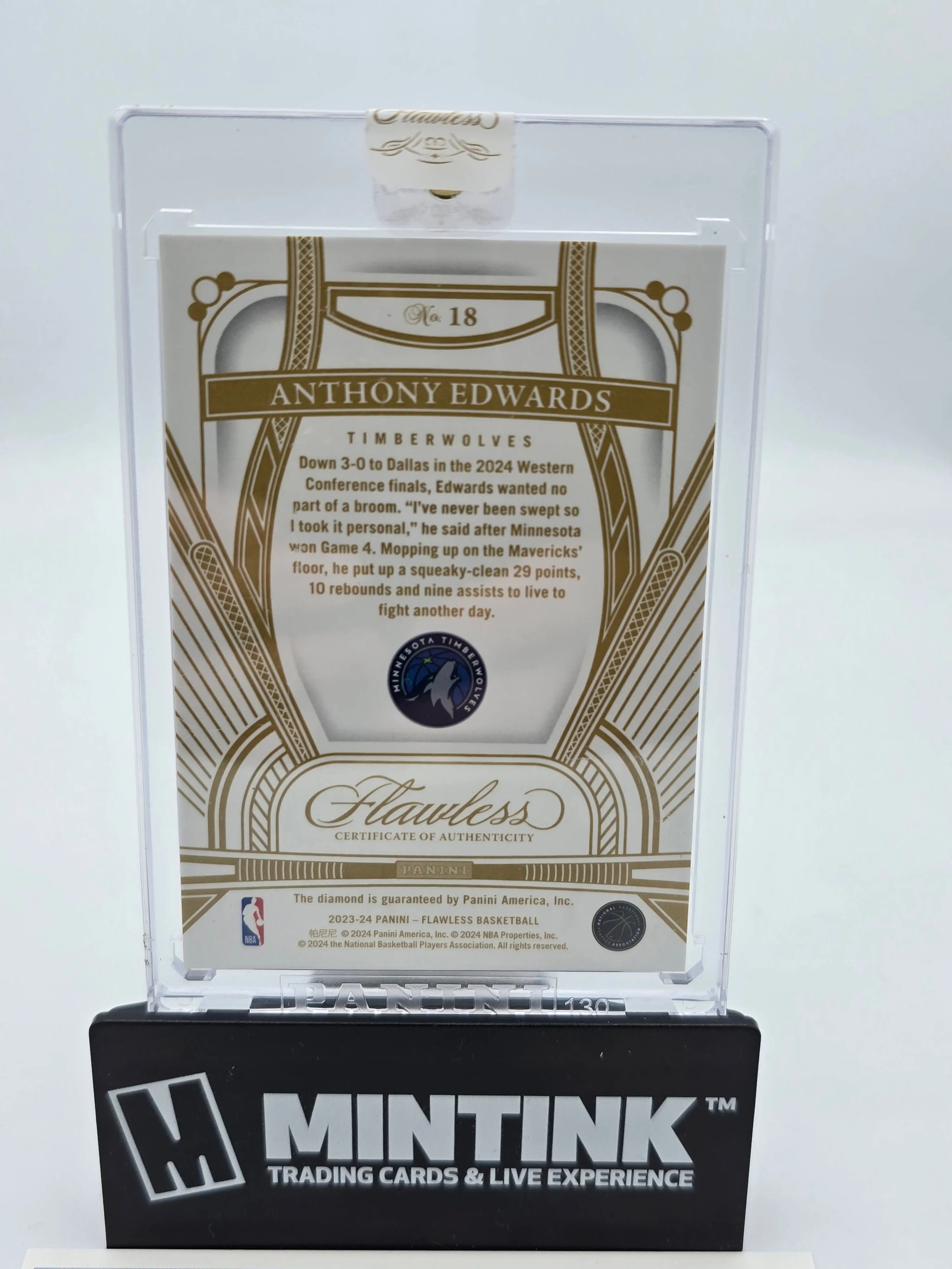 2023-24 Flawless Basketball Anthony Edwards Bronze Diamond Relic Card #/20 - Rare Collectible for NBA Fans & Sports Memorabilia Enthusiasts - Perfect for Display, Investment & Gifting