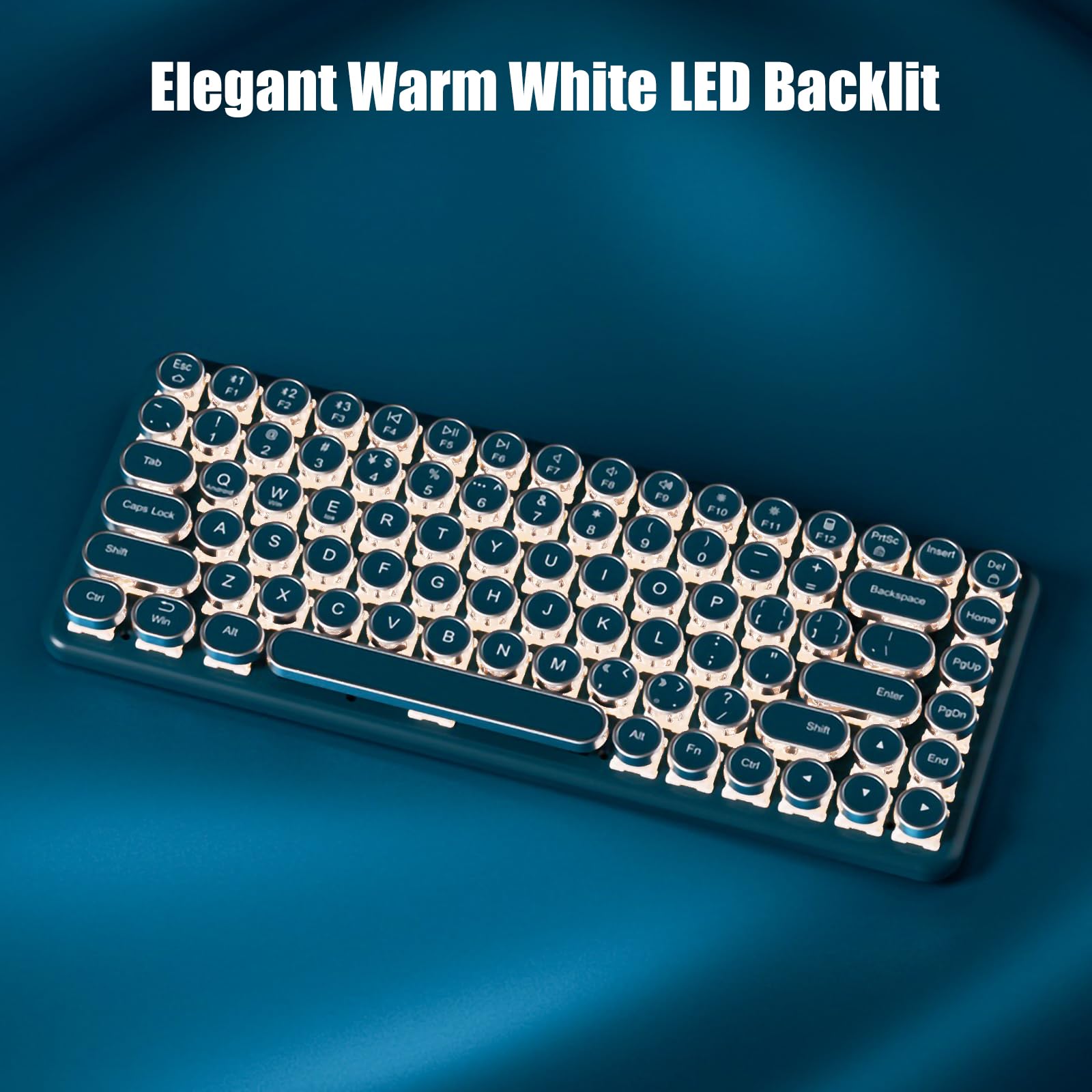 Wireless Mechanical Keyboard - 2.4G/Bluetooth/USB-C, Retro Round Keycaps, Green Switches for Gaming & Office Use