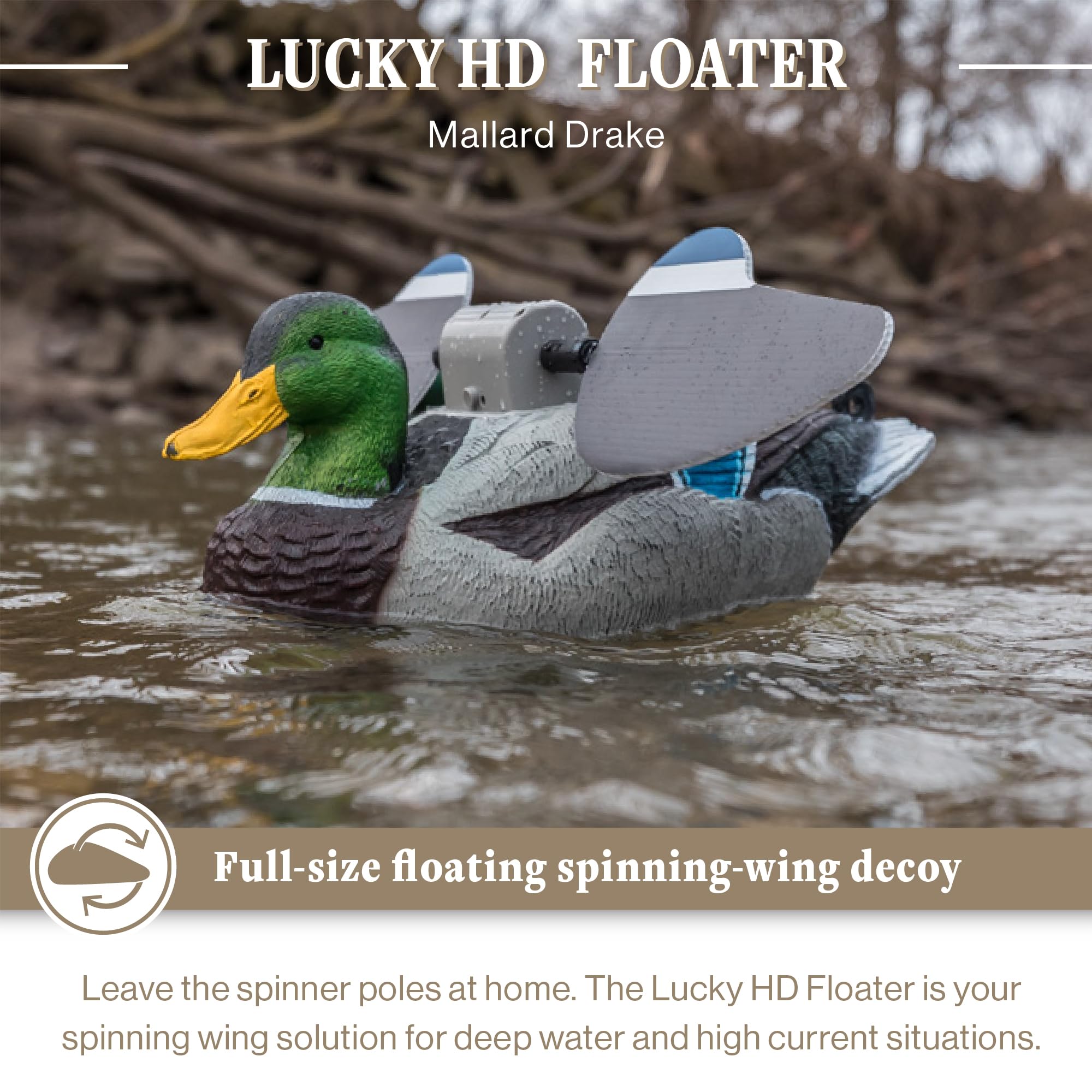 Lucky Duck Water Motion Duck Hunting Decoys - Realistic HD Floater Decoys for Waterfowl Hunting | Perfect for Duck Blinds, Ponds & Marsh Hunting