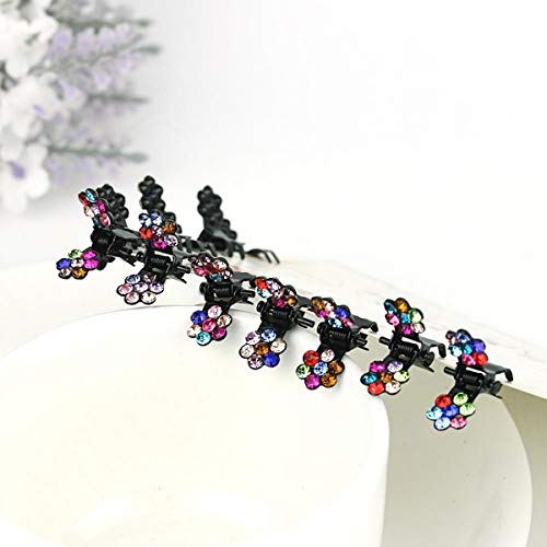 12 Pcs Girls Rhinestone Crystal Flower Hair Clips - Colorful Floral Mini Hair Claws for Kids & Teens - Perfect for School, Parties, and Daily Hairstyles