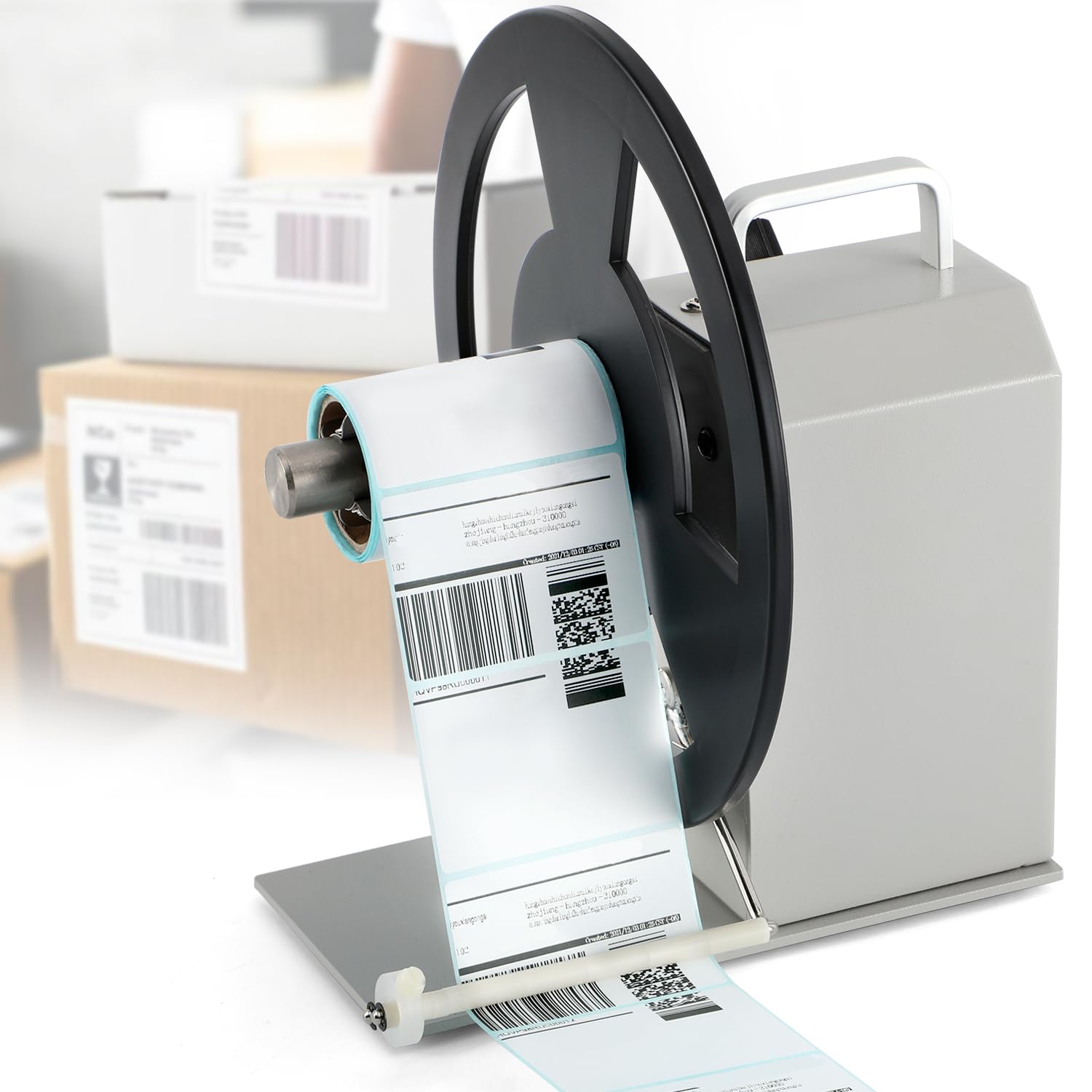 Automatic Label Rewinder Machine - Adjustable Speed Sticker Rewinder with Bidirectional Function, Printer Sync, 1
