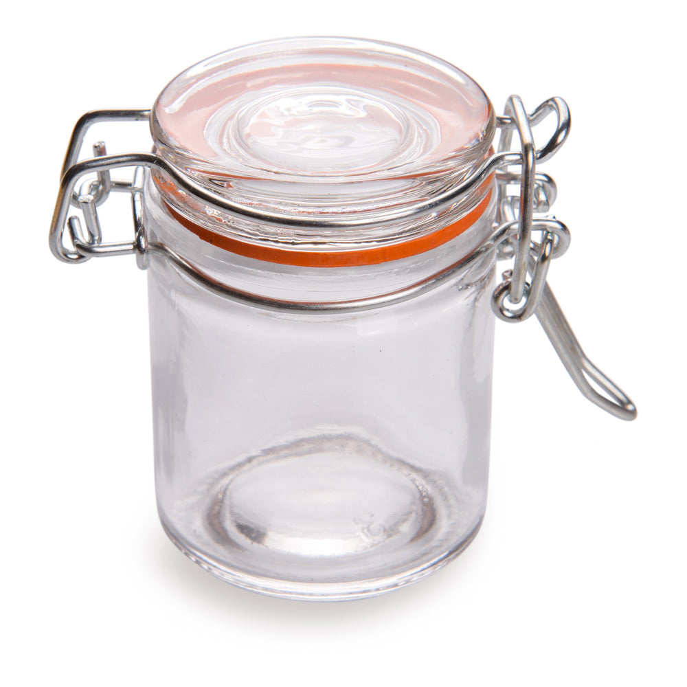 Vintage Style 2 oz Round Glass Mason Jars with Clamp Lids - Set of 10 (1.75