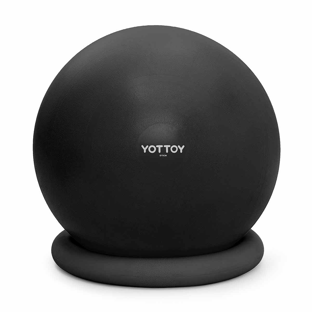 YOTTOY Exercise Ball Chair with Base - Yoga Stability Ball Chair for Home & Office Desk, Fitness Ball Seat with Pump (Black, 23-26 inches/58-65cm) - Perfect for Ergonomic Sitting, Yoga & Workout at Home or Office