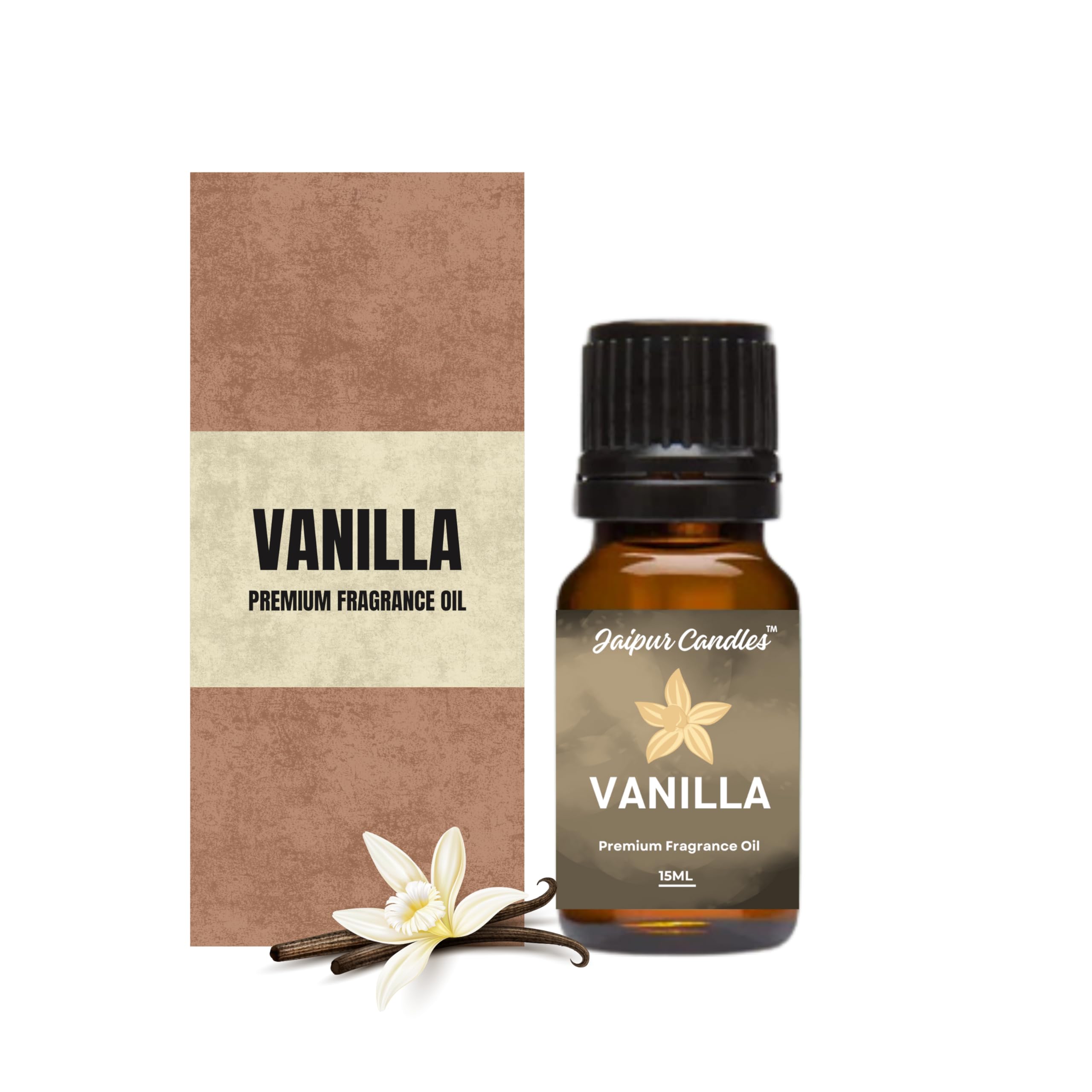 Jaipur Candles Premium Vanilla Fragrance Oil - 15ml Aromatherapy Essential Oil for Home, Diffusers, Candles & Soap Making | Long-Lasting Scent for Relaxation, Spa & Meditation | Perfect for Bedroom, Bathroom & Office Use