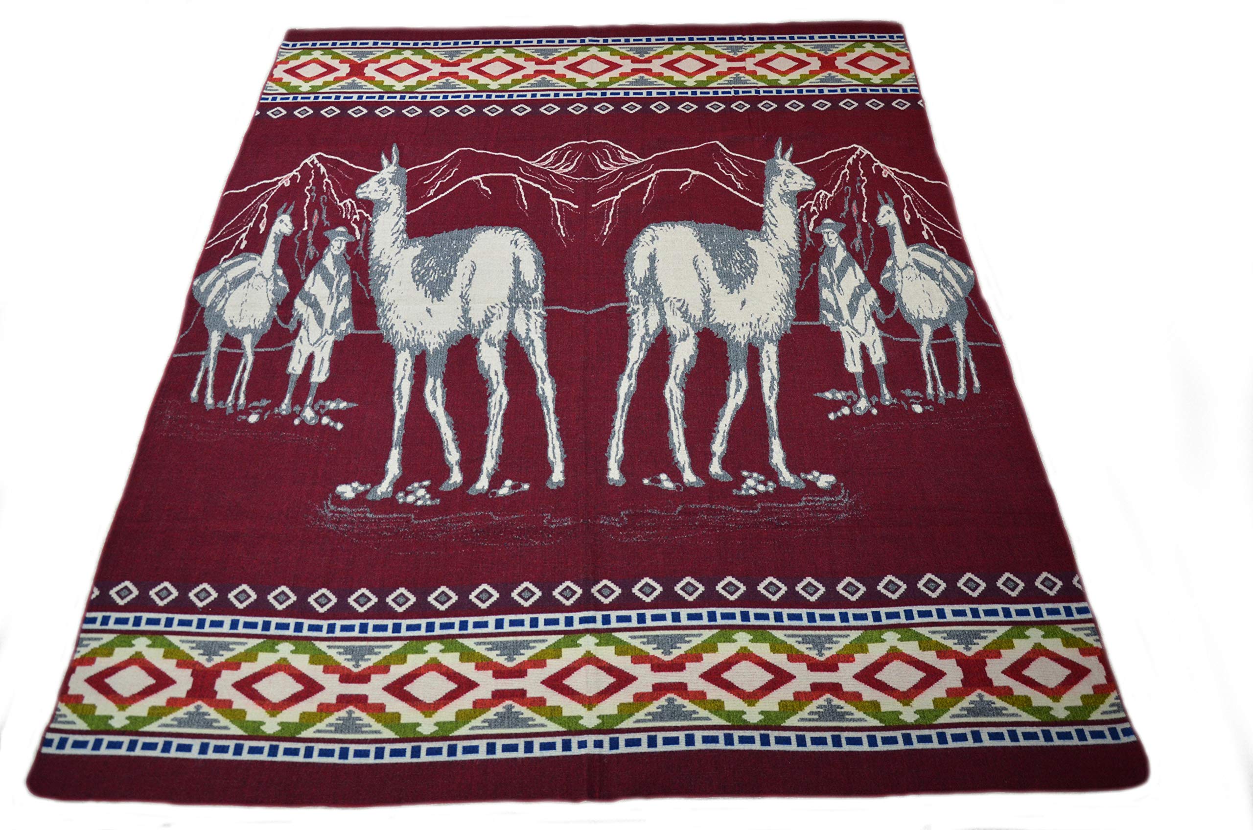Handmade Ecuadorean Alpaca Wool Blankets & Throws - Authentic Native Patterns by Casa De Alpaca (Cayambe Alpaca) | Cozy Home Decor, Perfect for Sofa, Bed & Gift Giving
