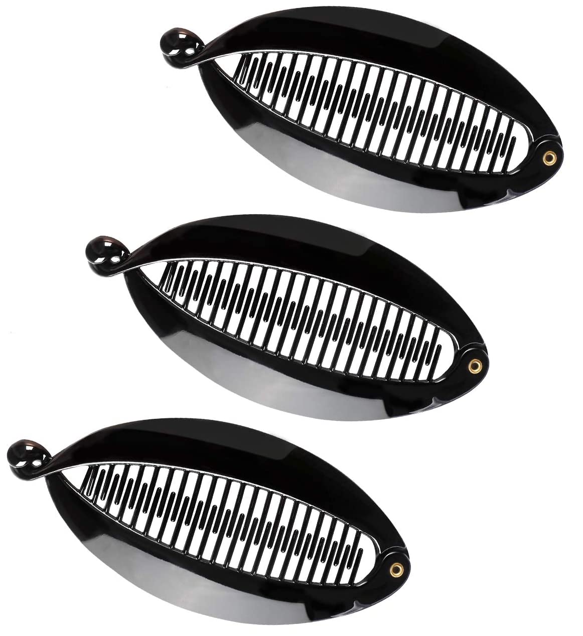 Nyamah Plastic Black Fish-Shaped Hair Clips - 3-Pack Ponytail Holders for Women & Girls | Hair Accessories for Swimming, Beach, and Everyday Use