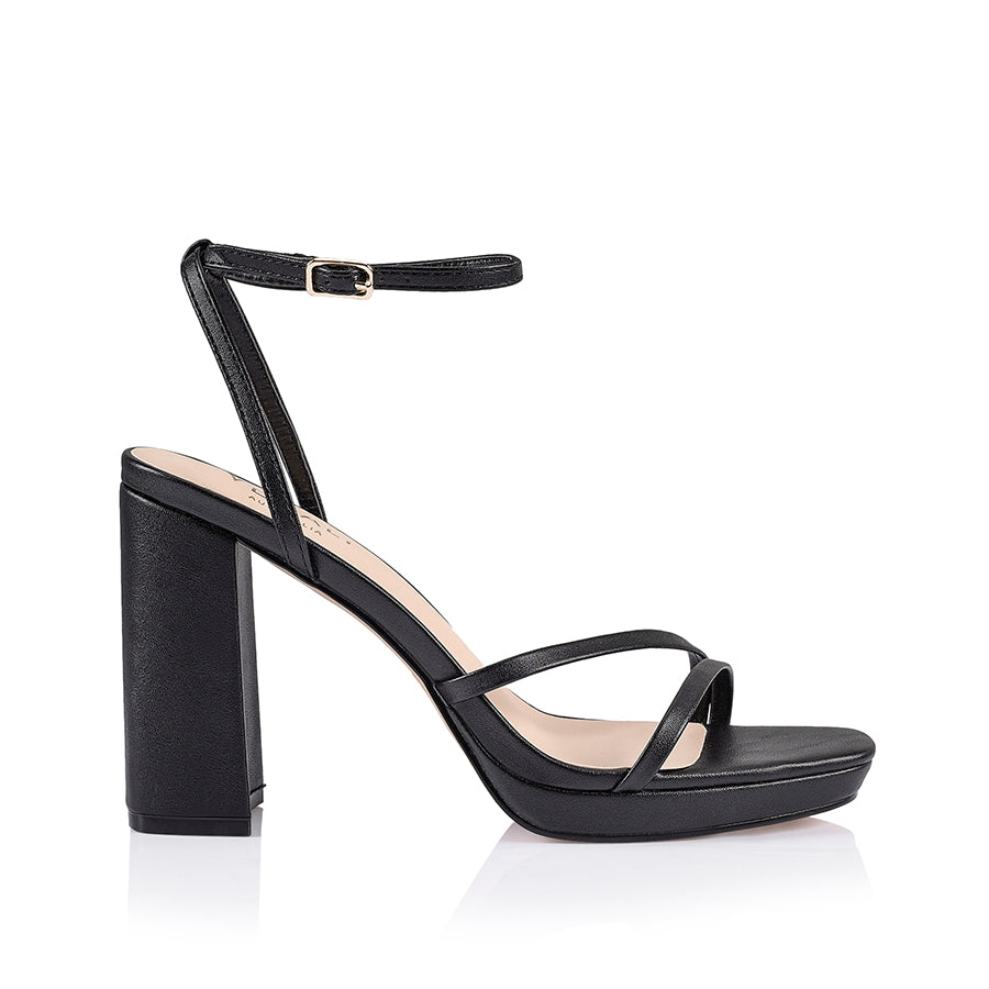 Lani Platform Sandals for Women - Black Smooth Leather Comfortable Walking Shoes - Perfect for Summer, Beach, and Casual Outfits