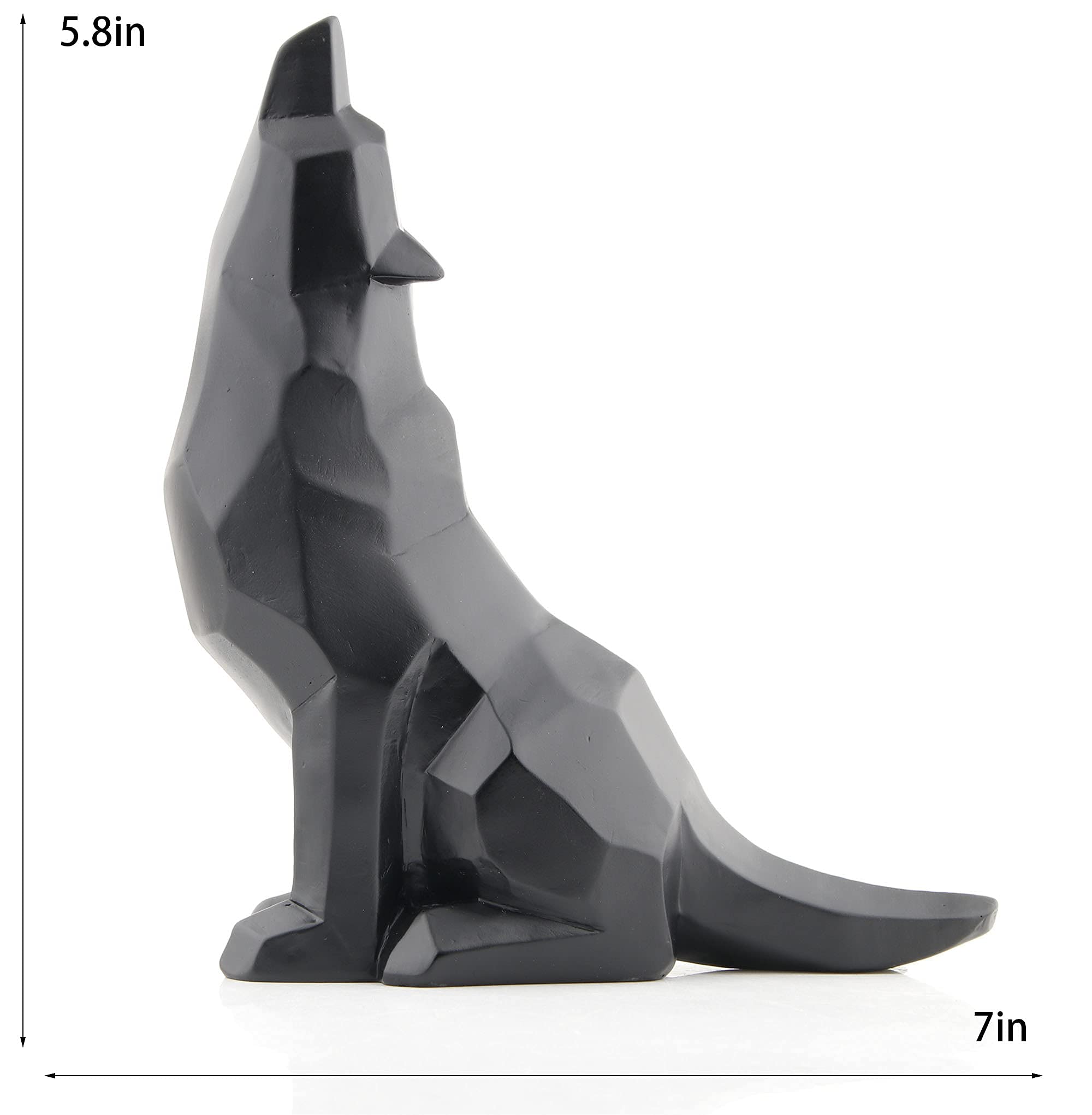 Black Wolf Howling Figurine - Handcrafted Wolf Statue for Home Decor, Office Desk, or Gift - Perfect for Nature Lovers & Wildlife Enthusiasts