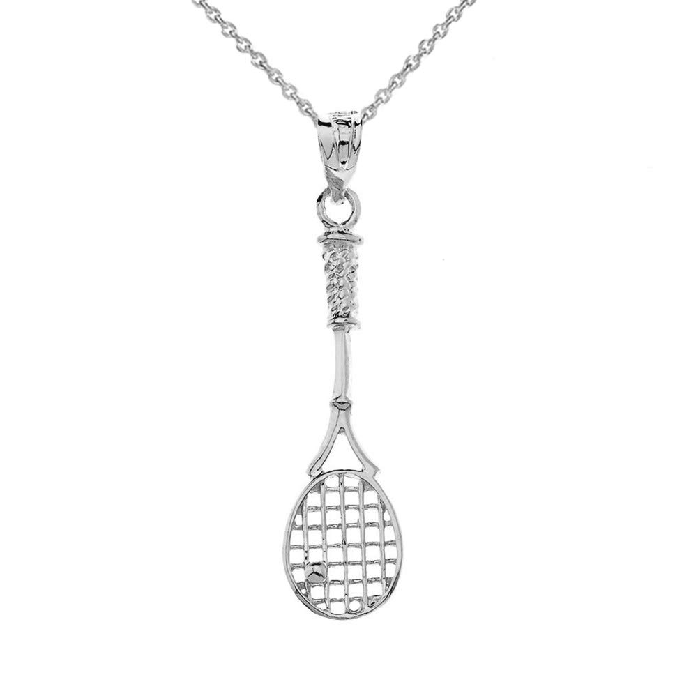 14K Gold Tennis Racket Charm Pendant Necklace for Women - Elegant Sports Jewelry Gift for Tennis Lovers, Players & Coaches - Perfect for Matches, Training & Casual Wear
