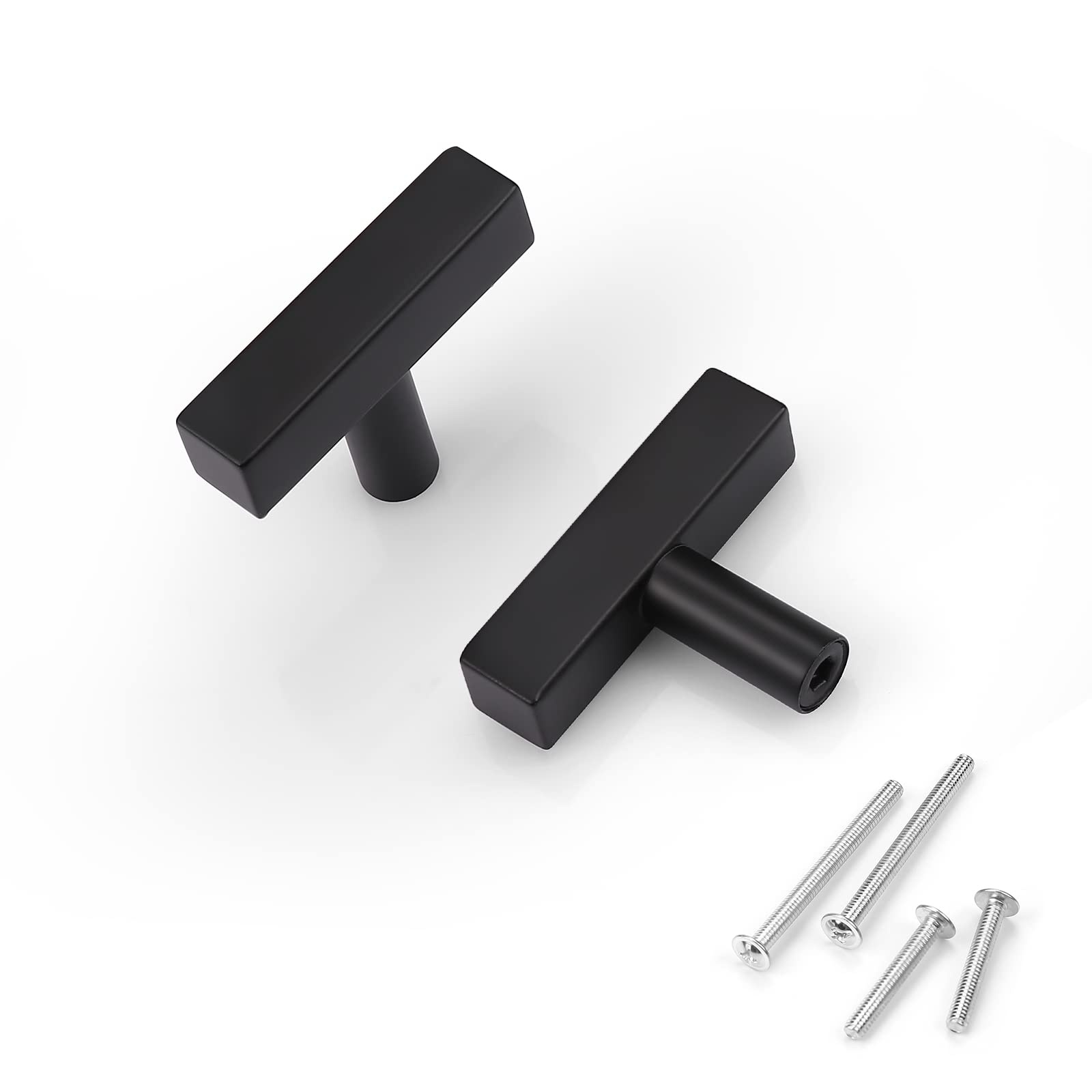 KNOBWELL 20 Pack 2 Inch Black Cabinet Knobs - Single Hole Drawer Pulls for Kitchen, Bathroom & Dresser - Stainless Steel T Bar Knob - Perfect for Cabinet Doors, Vanity & Furniture Hardware (Home Improvement & DIY Projects)