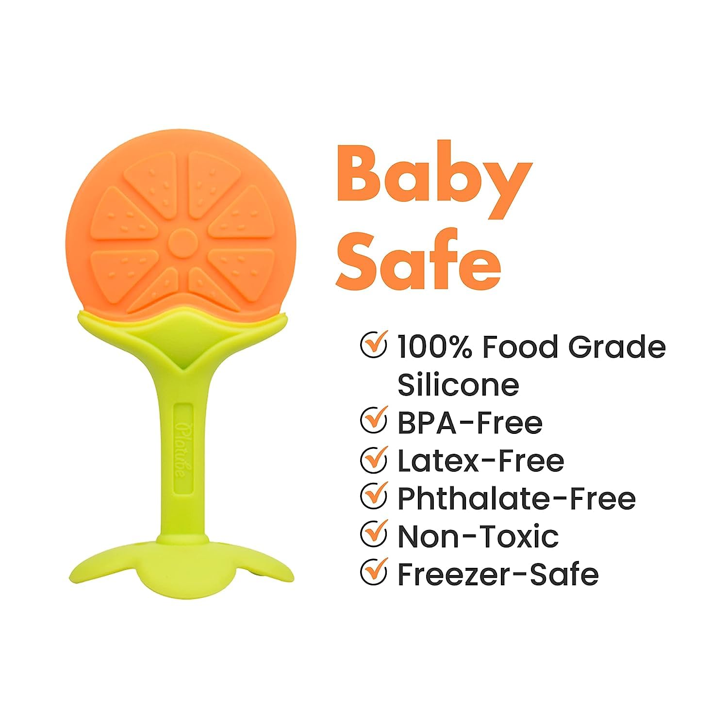 2 Pack Baby Soft Silicone Fruit-Shaped Orange Teether with Fresh Fruit & Vegetable Feeder - BPA Free, Safe for Infants 6+ Months - Perfect for Soothing Sore Gums During Teething & Introducing Solid Foods