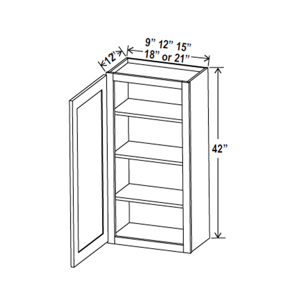 42 Inch Wall Cabinet - 09W x 42H x 12D Charleston White - Perfect for Bathroom, Kitchen & Laundry Room Storage Organization