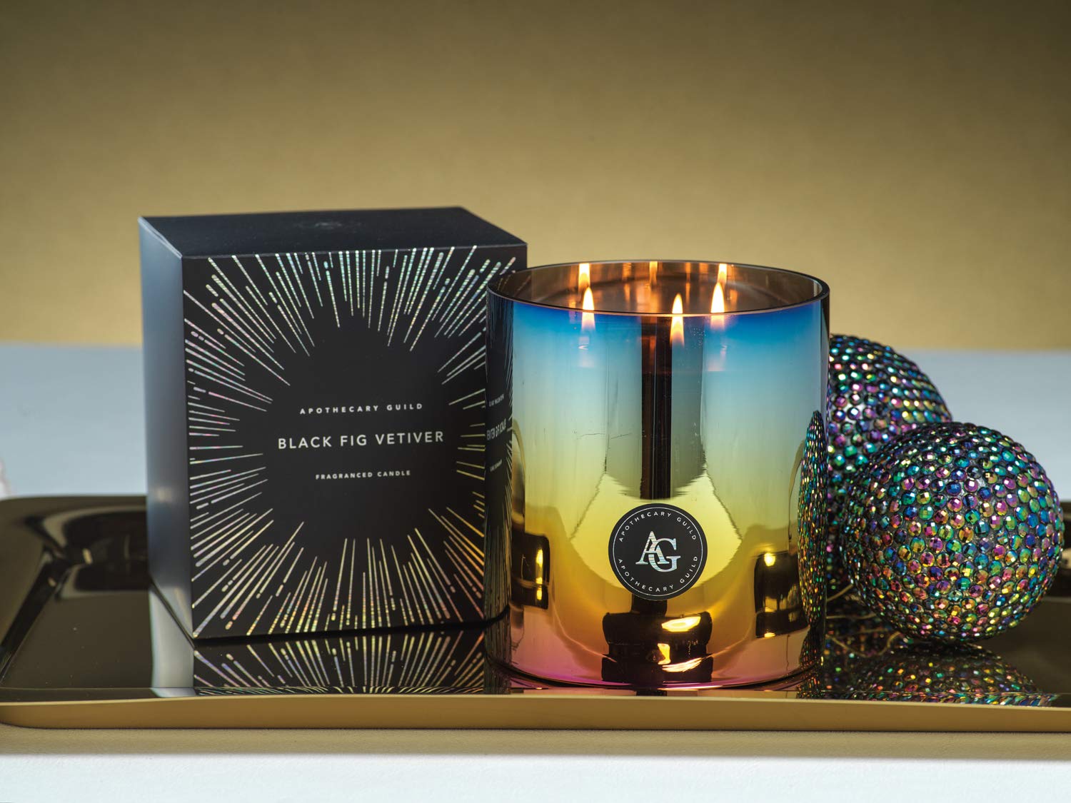 Zodax Black Fig & Vetiver Scented Jar Candle - 33 oz Rainbow Glass Container | Aromatherapy, Home Decor, Gift for Holidays & Relaxation