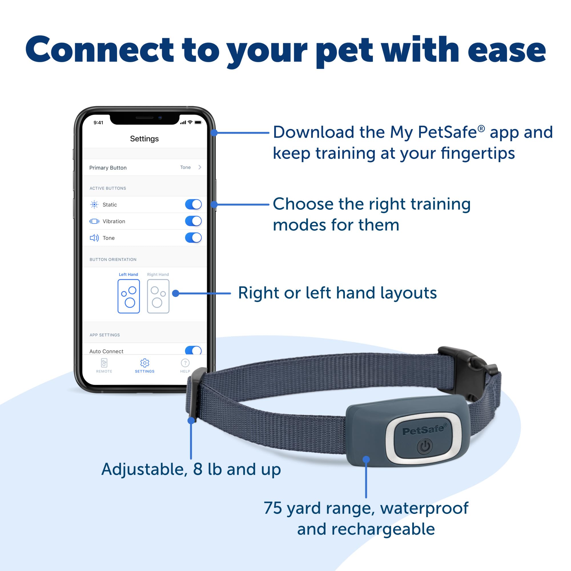 PetSafe Smart Dog Training Collar with Bluetooth - 15 Static Levels, Vibration & Tone - Remote Control via Smartphone App | Perfect for Obedience Training, Behavior Correction & Outdoor Adventures