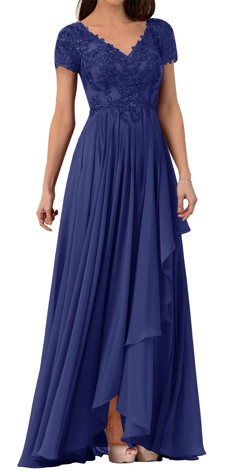 Elegant Lace Mother of The Bride Dresses - Chiffon Formal Evening Gowns for Wedding Guest, Women's Short Sleeve Party Dress - Perfect for Weddings, Receptions & Special Occasions