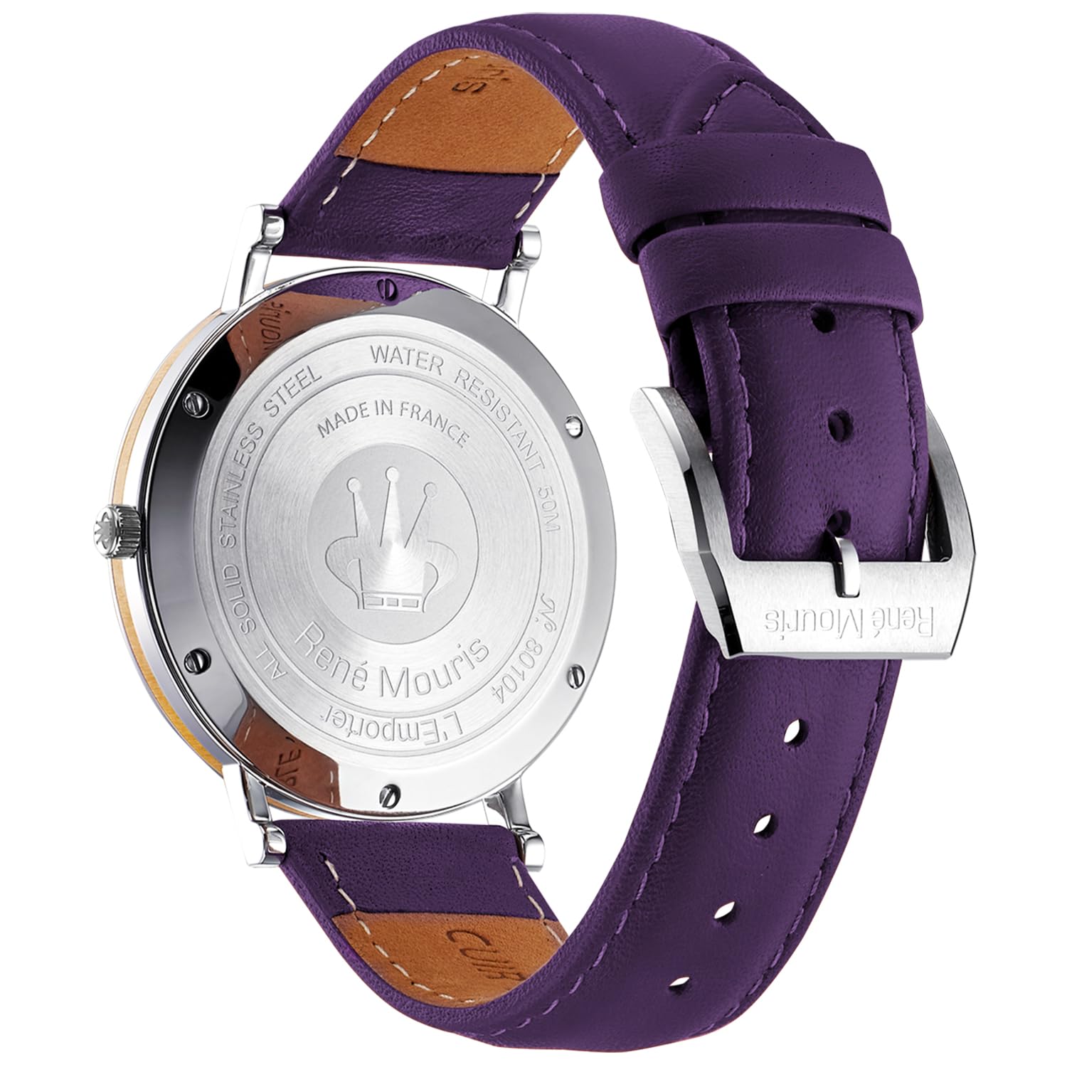 René Mouris Men's Classic Quartz Watch - 41MM 316L Stainless Steel Case, Sapphire Coated Mineral Crystal, 50M Waterproof, Italian Leather Strap - Elegant Dress Watch for Business, Office & Formal Occasions
