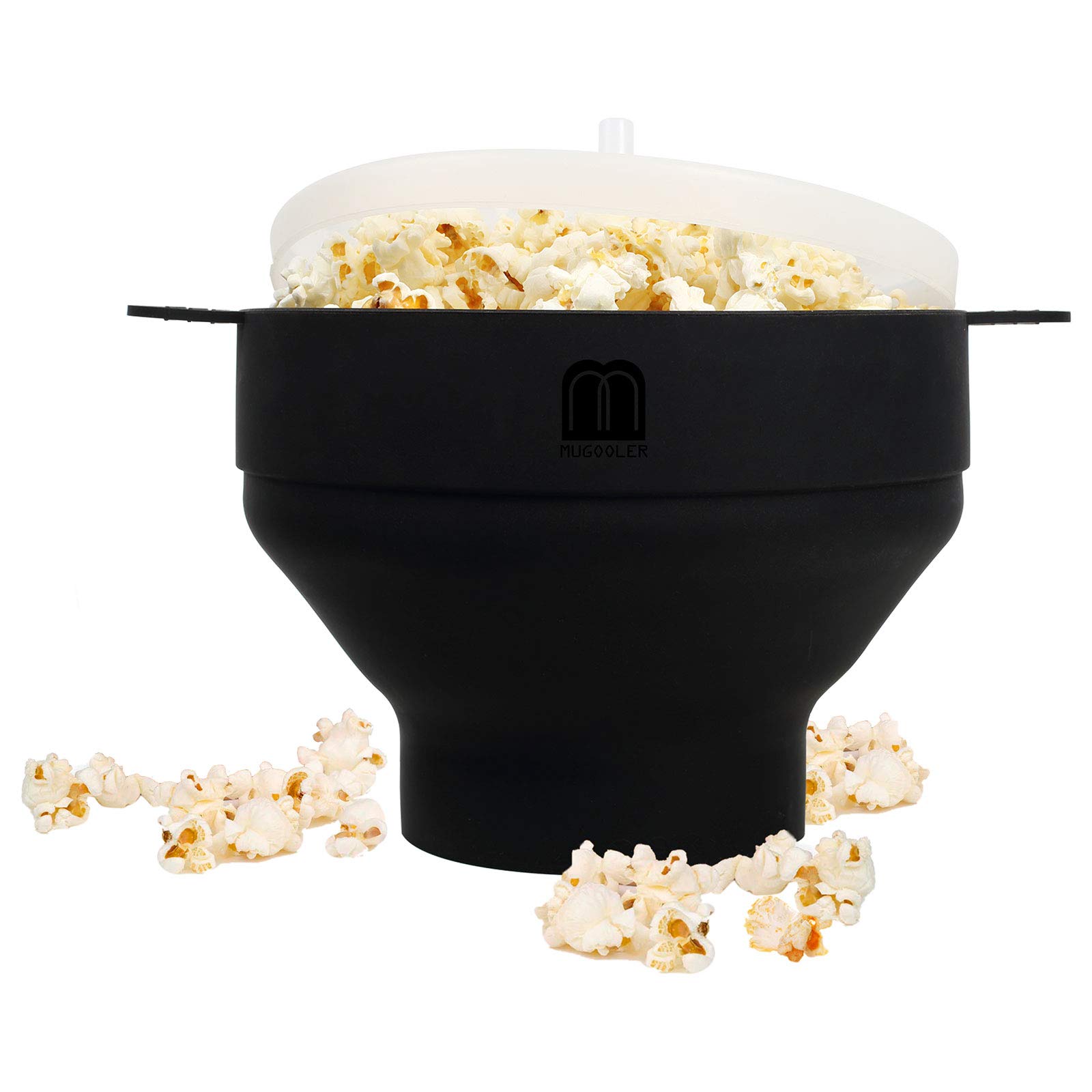 Original MMUGOOLER Silicone Microwave Popcorn Popper - BPA-Free, Collapsible Bowl with Lid, Dishwasher Safe for Easy Cleaning - Quick & Healthy Snack Maker for Movie Nights, Parties, and Family Time (Black)