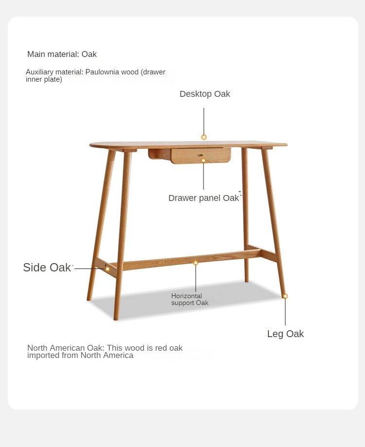 Solid Oak and Cherry Wood Bar Table - Rustic Pub Style Counter Height Table for Kitchen, Dining Room, or Home Bar Decor