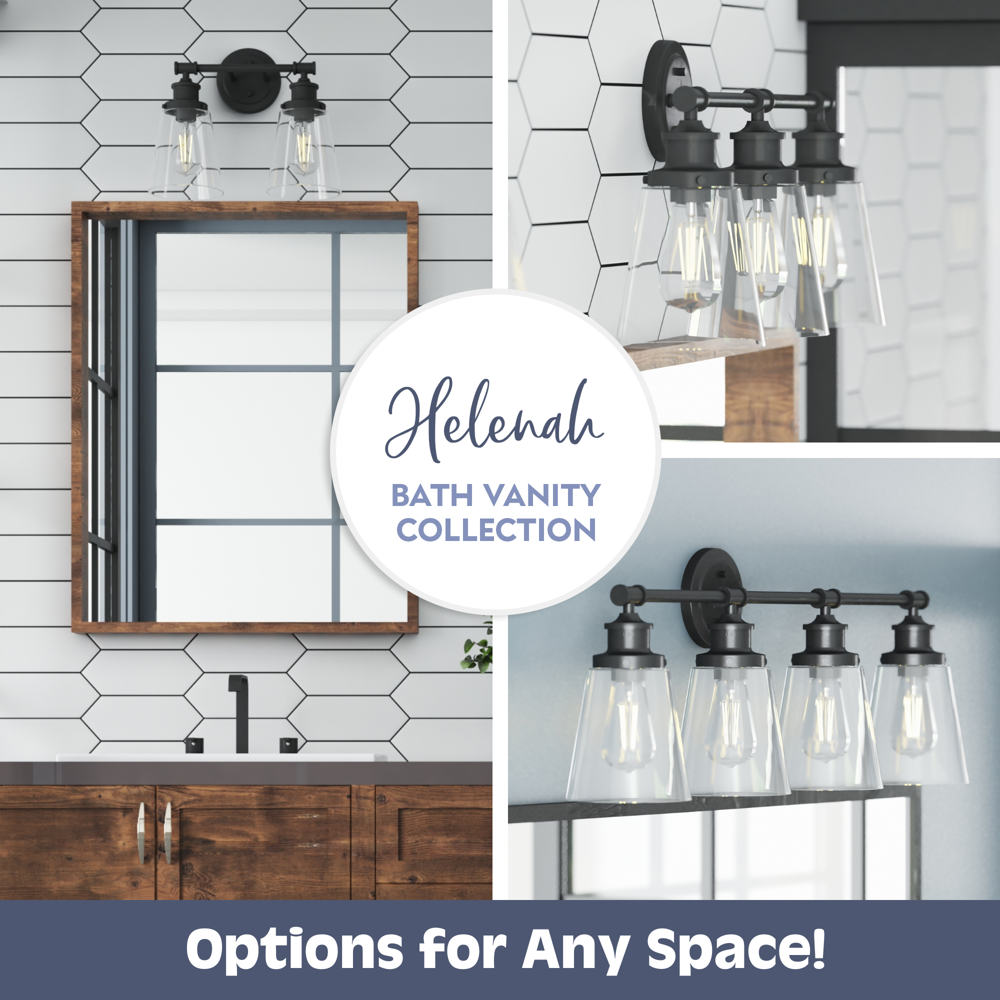 Helenah 3-Light Matte Black Vanity Mirror Light for Bathroom & Makeup Area - Elegant Dressing Room Lighting Fixture