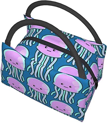 Reusable Insulated Lunch Bag with Jellyfish Design - Leakproof Cooler Tote for Work, School, Outdoor Picnic & Beach Trips - BPA-Free Food Storage Organizer