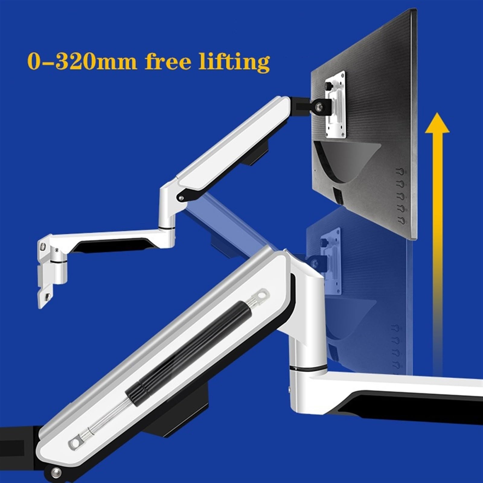 Aluminum Single Monitor Wall Mount Stand - Full Motion Pneumatic Spring Monitor Arm for 13-32 inch Screens (Max 19.8 lbs), VESA 100x100 Compatible - White | Perfect for Home Office, Gaming Setup & Workspace Ergonomics