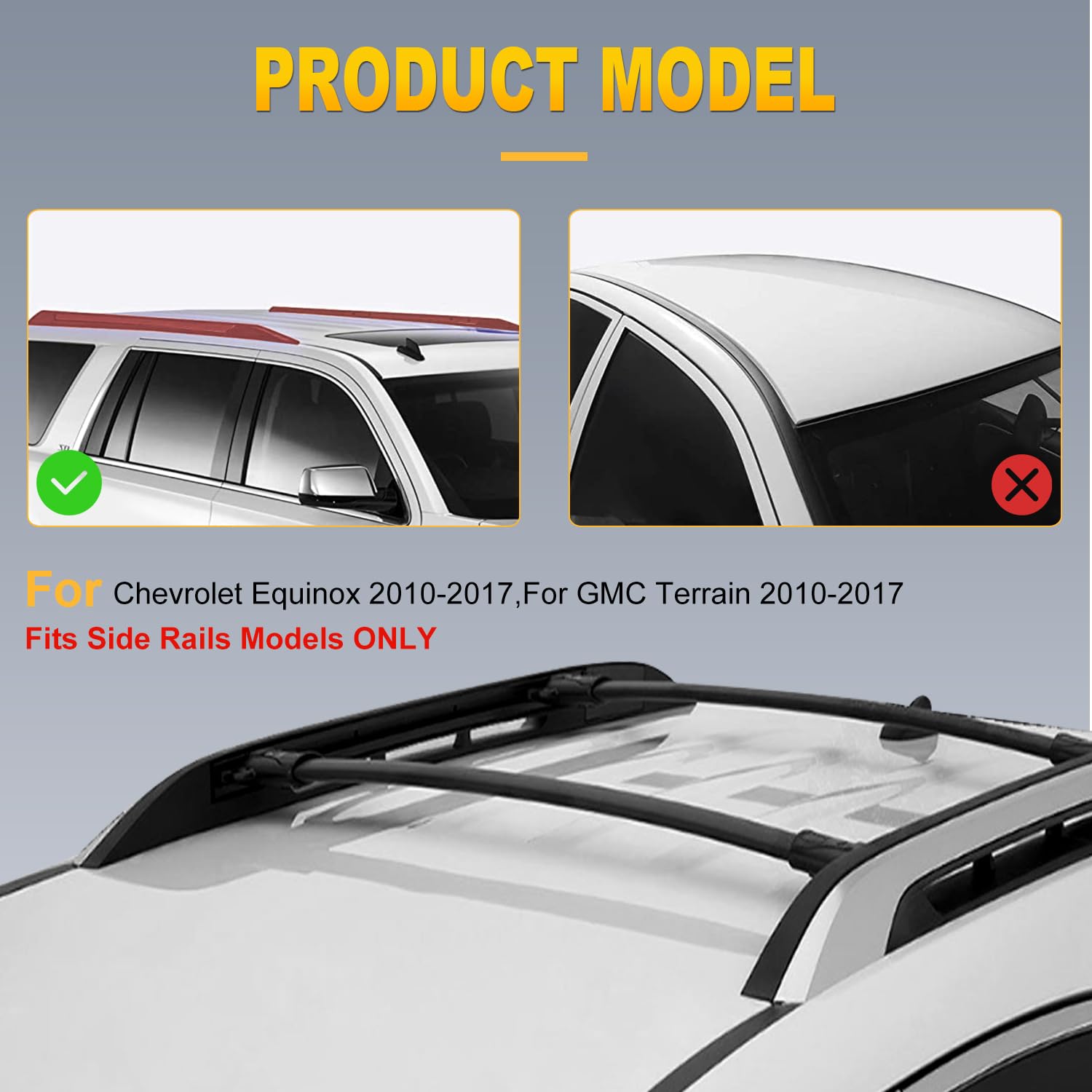 OCPTY Universal Roof Rack Cargo Carrier Cross Bars - Compatible with Chevrolet Equinox & GMC Terrain (2010-2017 Models) | Heavy Duty Rooftop Luggage Rack for Outdoor Camping, Road Trips & Adventure Travel