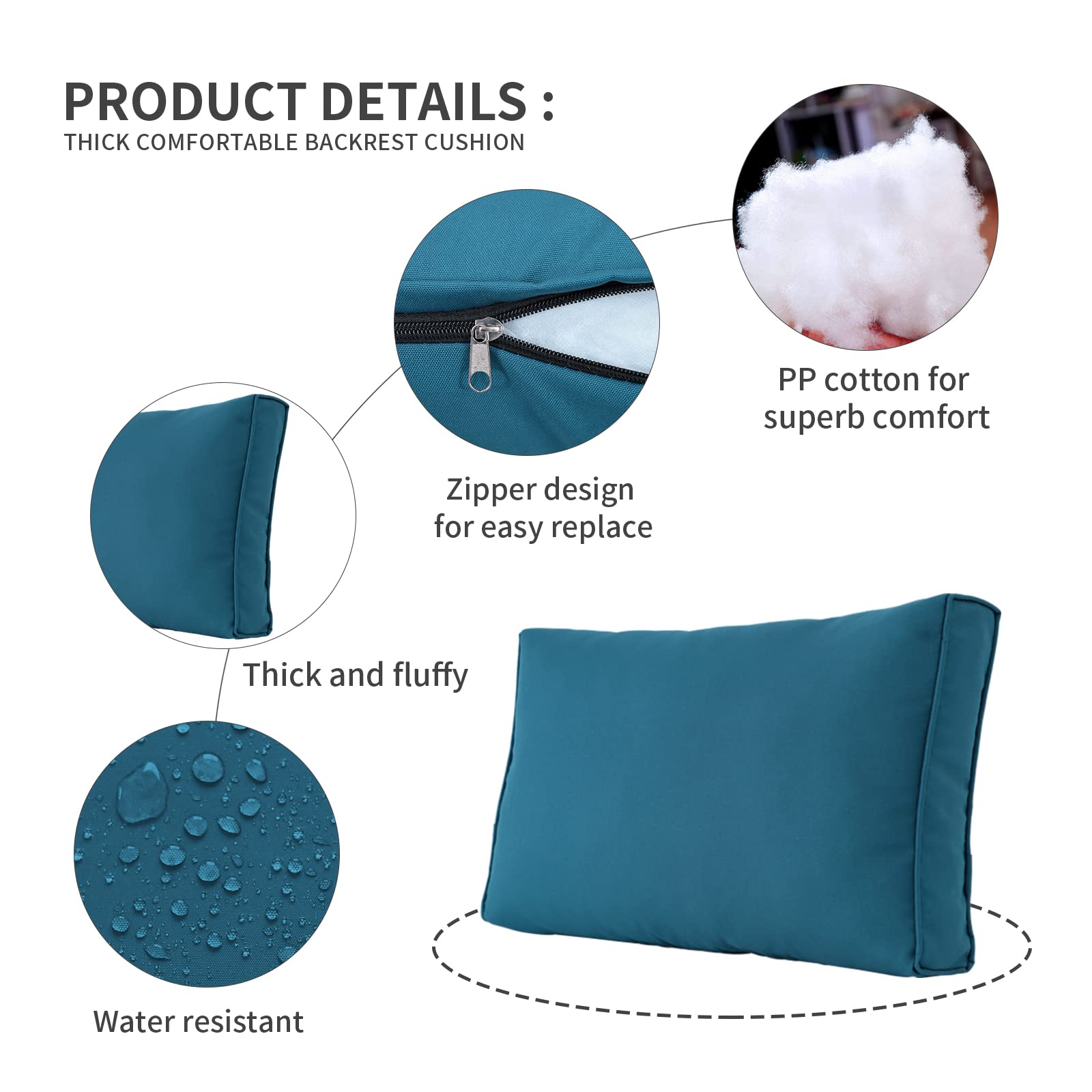 **Valita Outdoor Furniture Replacement Cushions – Fits 6-Seat Sectional Rattan Conversation Set – Water-Resistant Patio Sofa Cushions with Liner & Cover (Peacock Blue) – Perfect for Backyard, Poolside & Garden Relaxation**