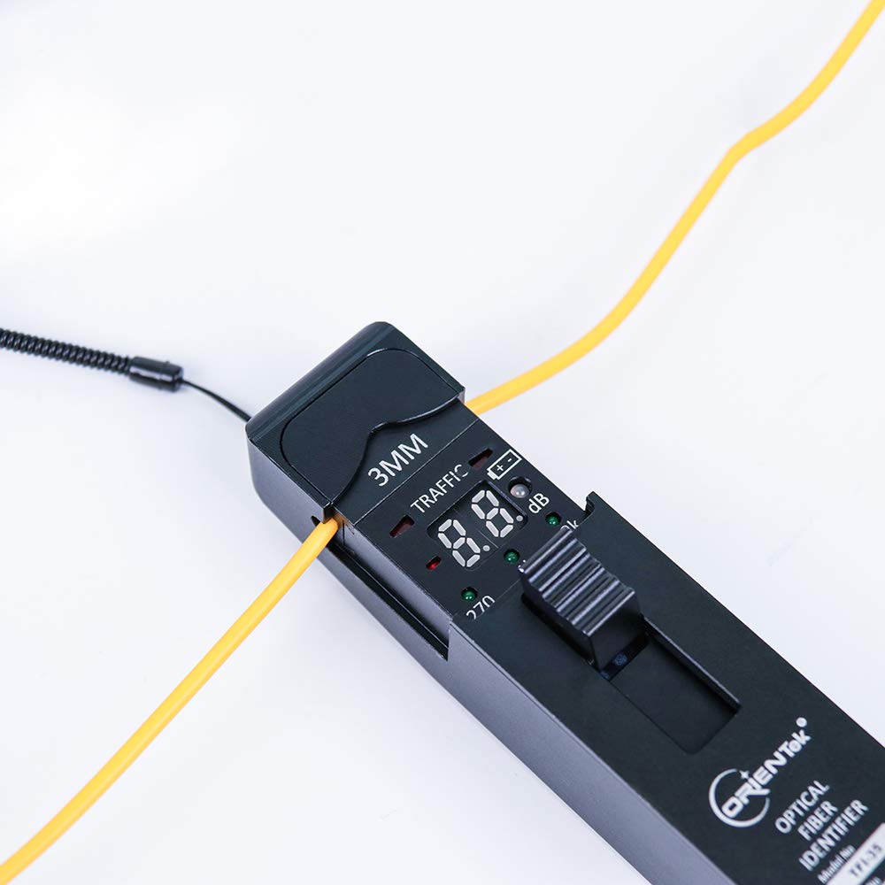ORIENTEK TFI-35 Optical Fiber Identifier with 4 Adapters - Live Fiber Detector & Traffic Identifier for Telecom Technicians (Ideal for Network Maintenance, Fiber Optic Testing & Cable Installation)