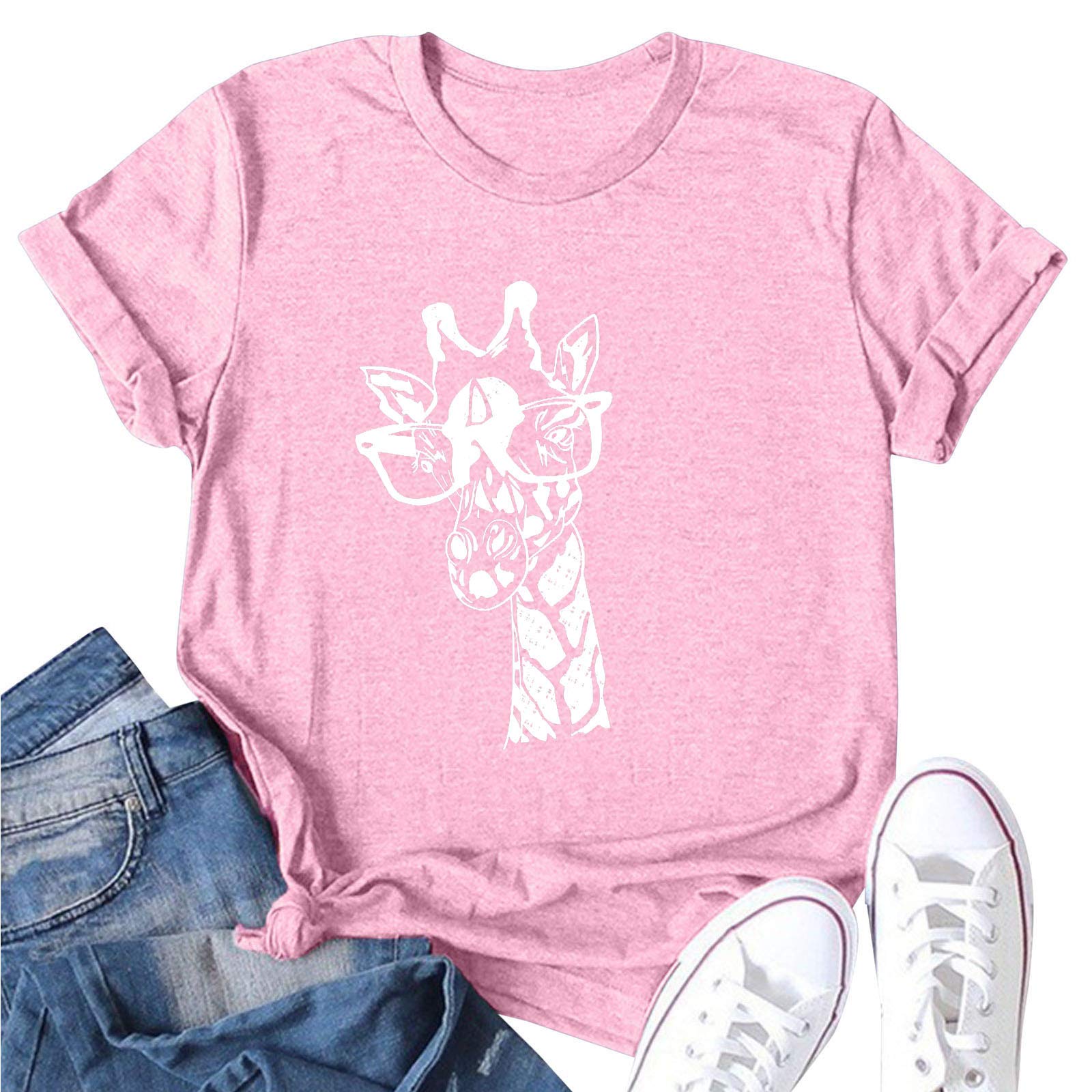 Women's Animal Print T-Shirt - Cute Short Sleeve Casual Blouse with O-Neck Design in Black | Perfect for Everyday Wear, Weekend Outings & Summer Fashion