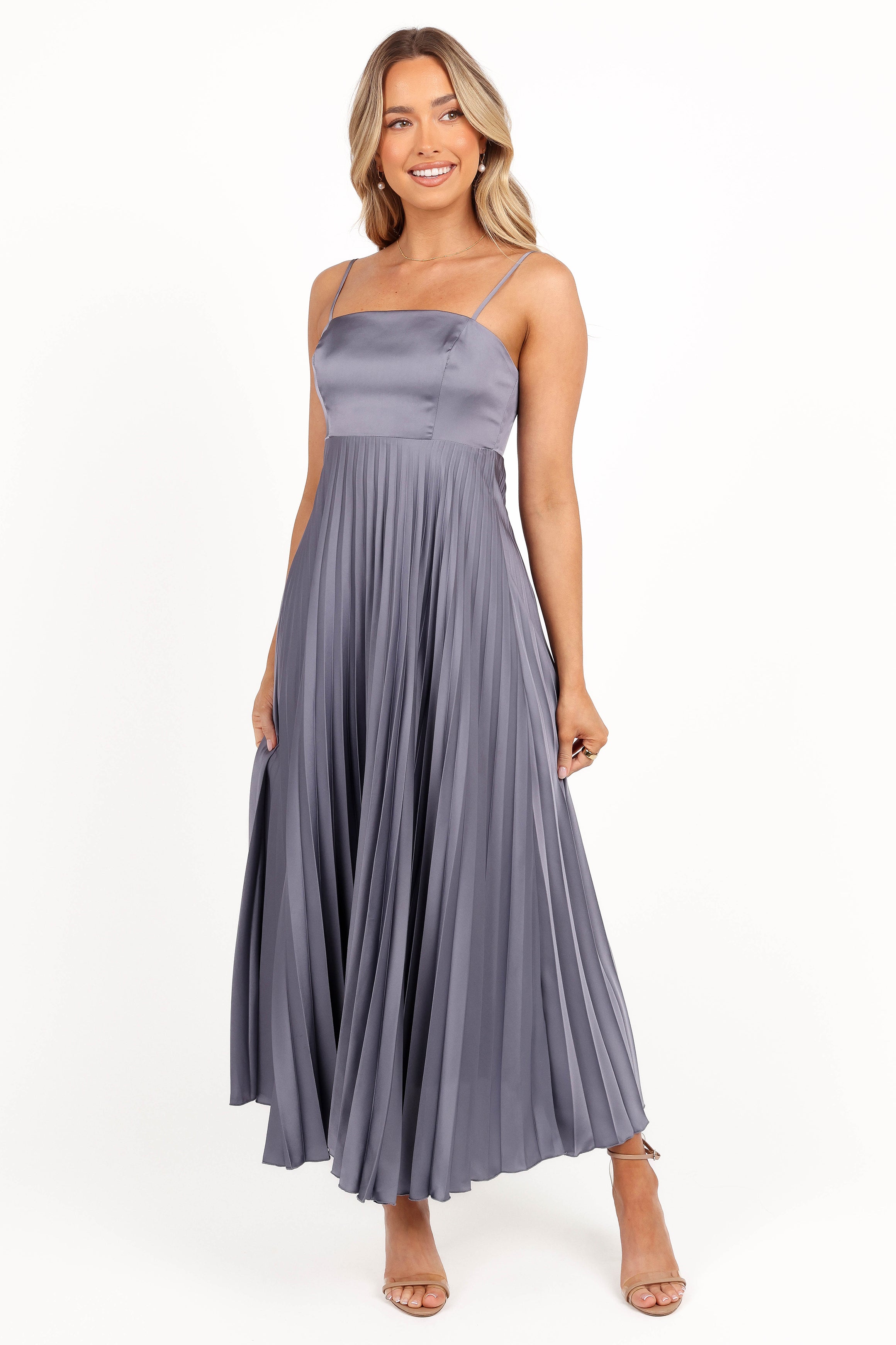 Keegan Maxi Dress in Steel Gray - Elegant Long Flowy Dress for Women | Perfect for Summer, Beach, Weddings & Casual Outings