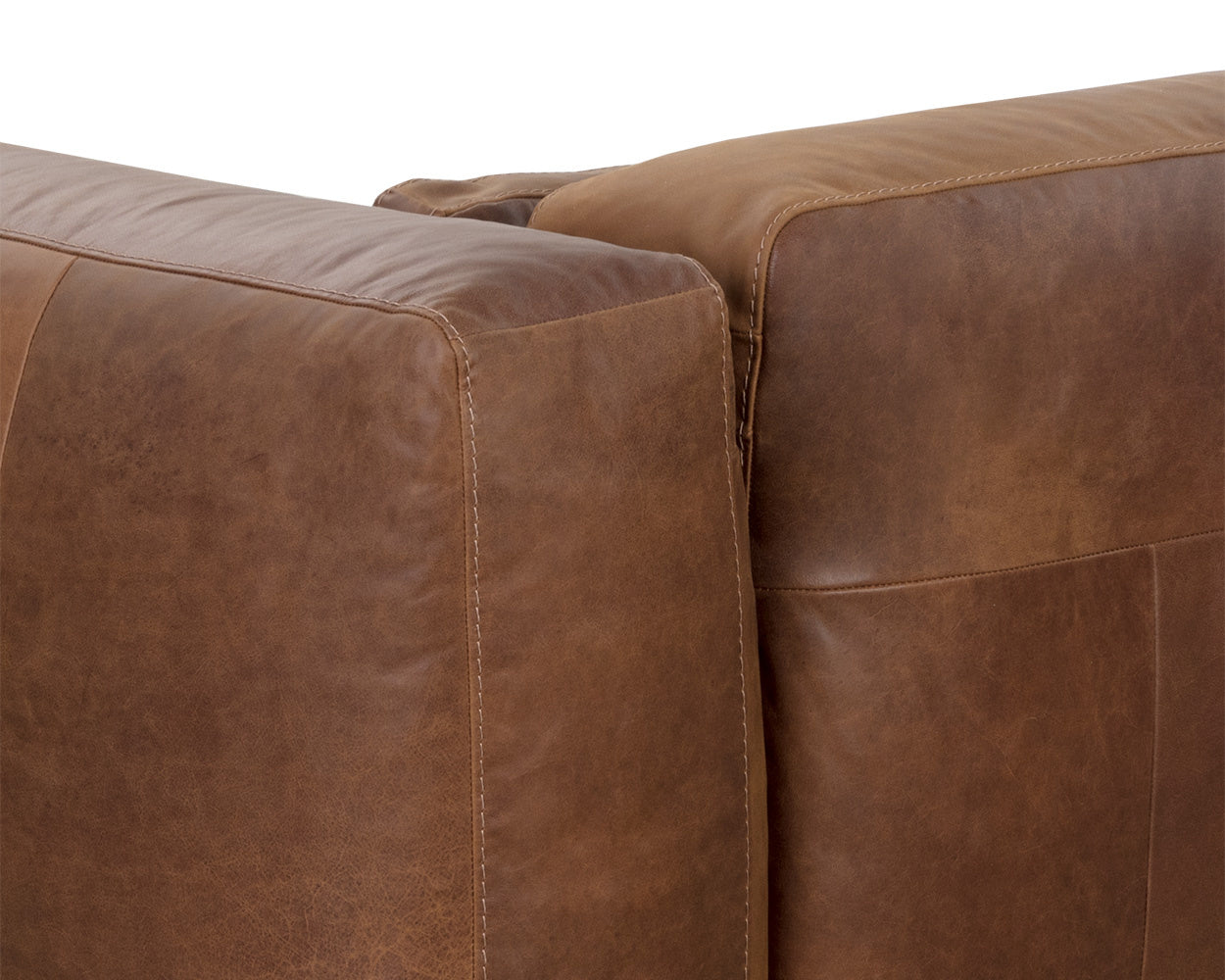 Beau Sofa Chaise Raf Lucia in Premium Tobacco Leather - Modern Sectional Sofa for Living Room, Lounge & Home Theater