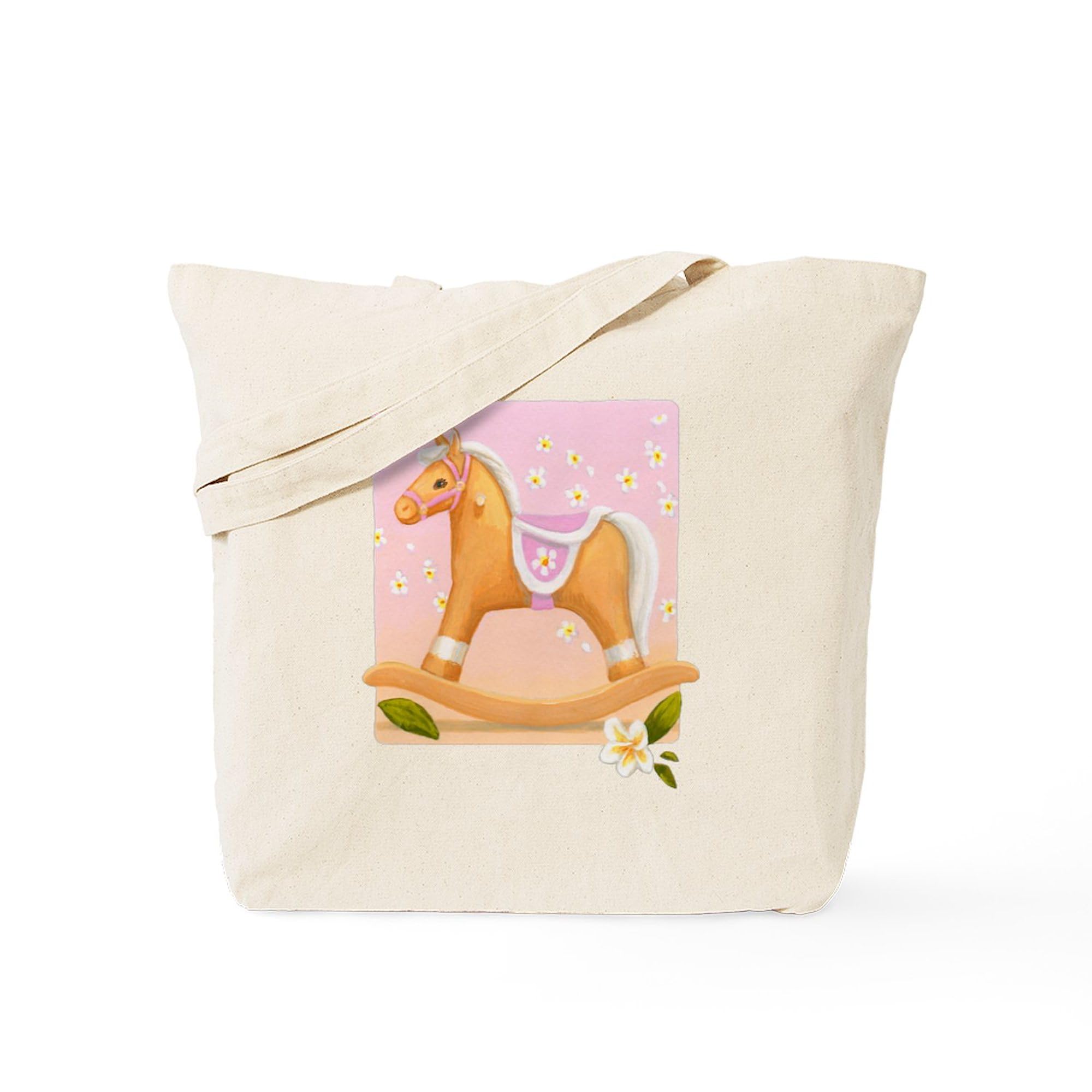 Palomino In Pink Rocking Horse Canvas Tote Bag - Eco-Friendly Reusable Shopping Bag for Groceries, Beach & Daily Use | CafePress
