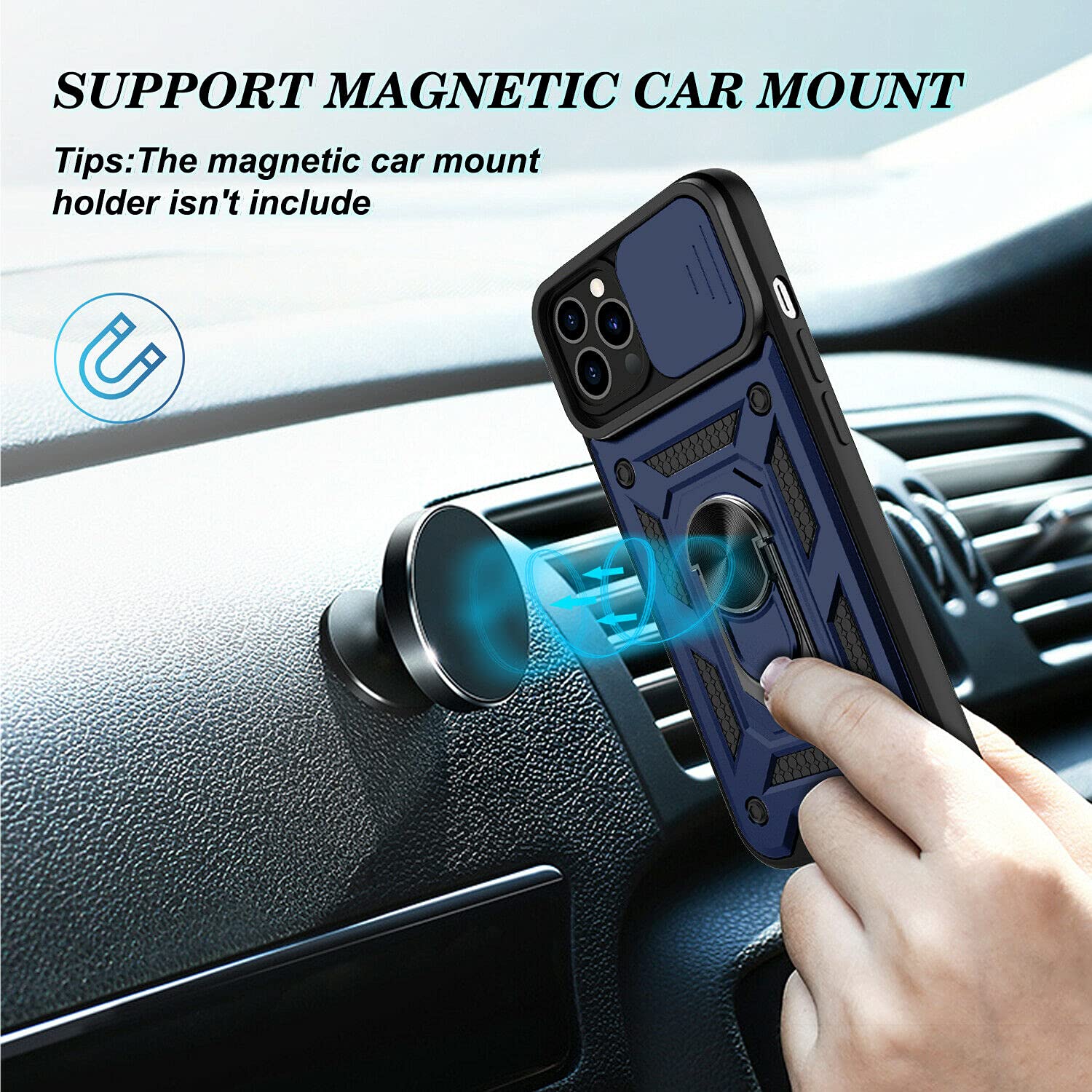 SOGA Rugged Shockproof Case for Apple iPhone 13 Pro Max - Magnetic Kickstand, Camera & Screen Protection | Drop-Proof Phone Cover with Swivel Protector [Blue] - Perfect for Outdoor Adventures, Work & Daily Use