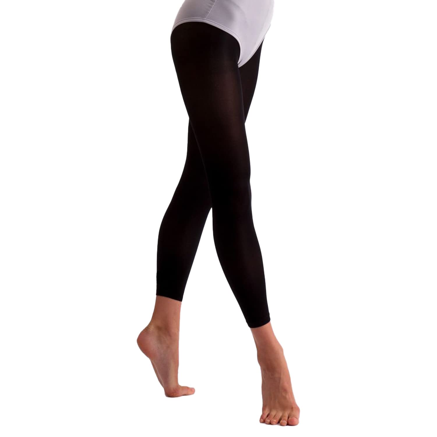 Women's Black Footless Dance Tights - Stretchy Ballet Leggings for Yoga, Workout & Performance - Essential Dancewear for Comfort & Flexibility