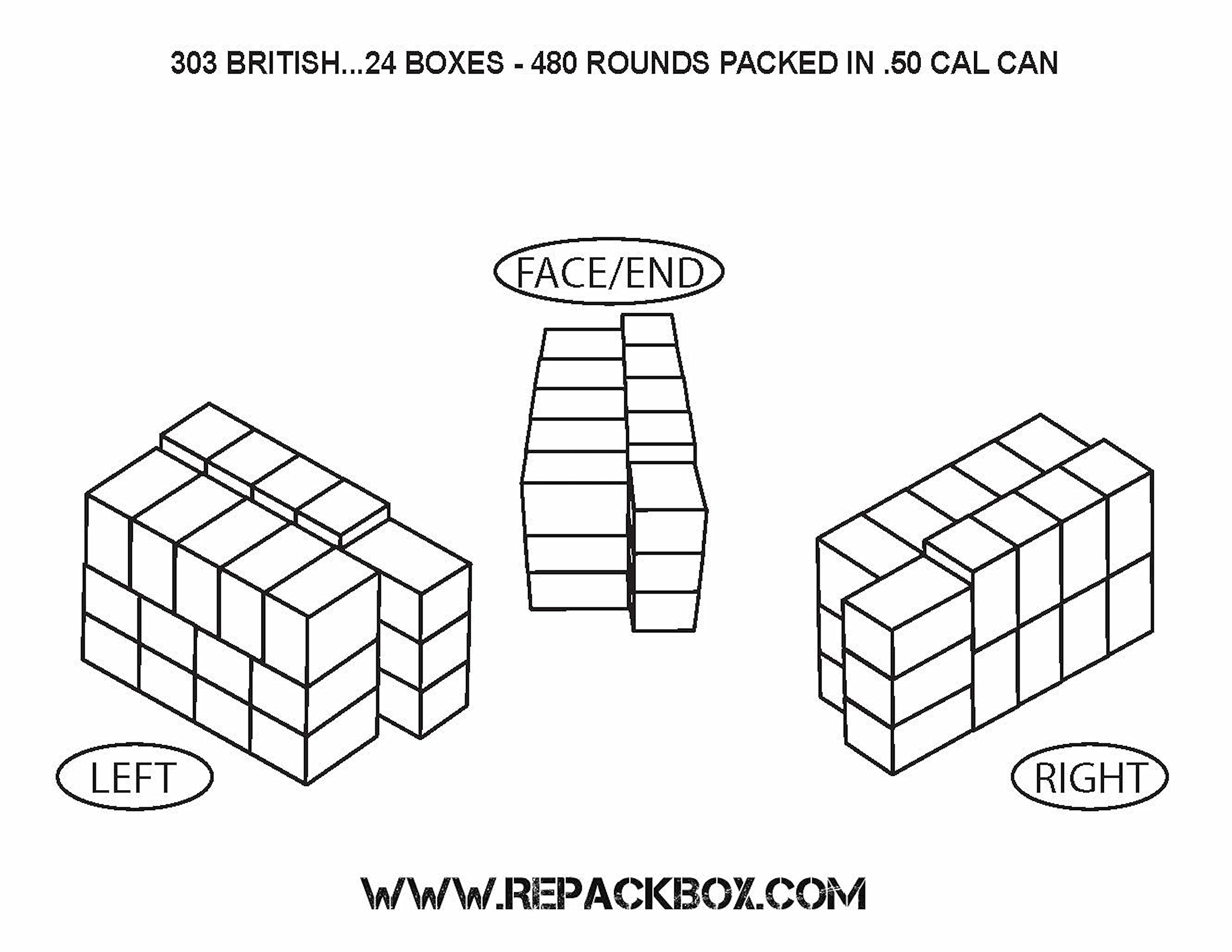303 British Ammo Box - Military Grade Cardboard Ammo Storage Case Holds 20 Rounds (Pack of 3 Boxes, Total 60 Rounds) - Perfect for Reloading, Range Shooting & Ammo Storage