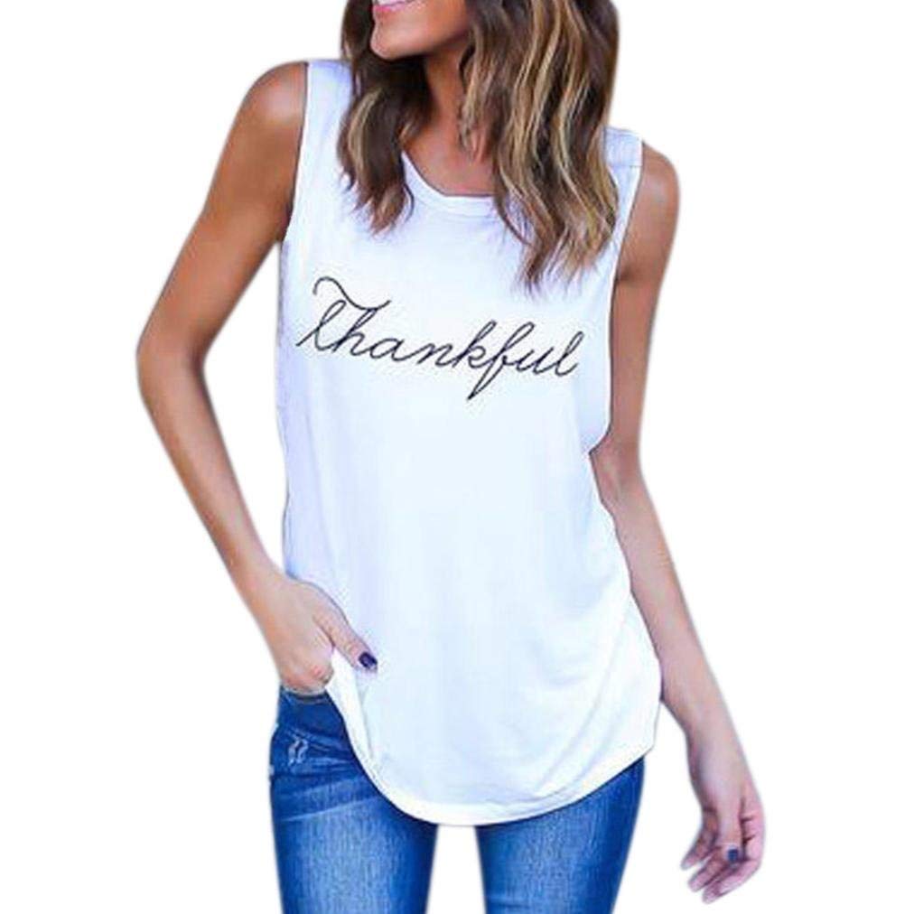 Women's Sleeveless Letter Print Tank Tops - Soft Breathable Camisole Tee for Casual Wear & Summer Outfits (White, US S=M) | Perfect for Gym, Beach, and Everyday Fashion