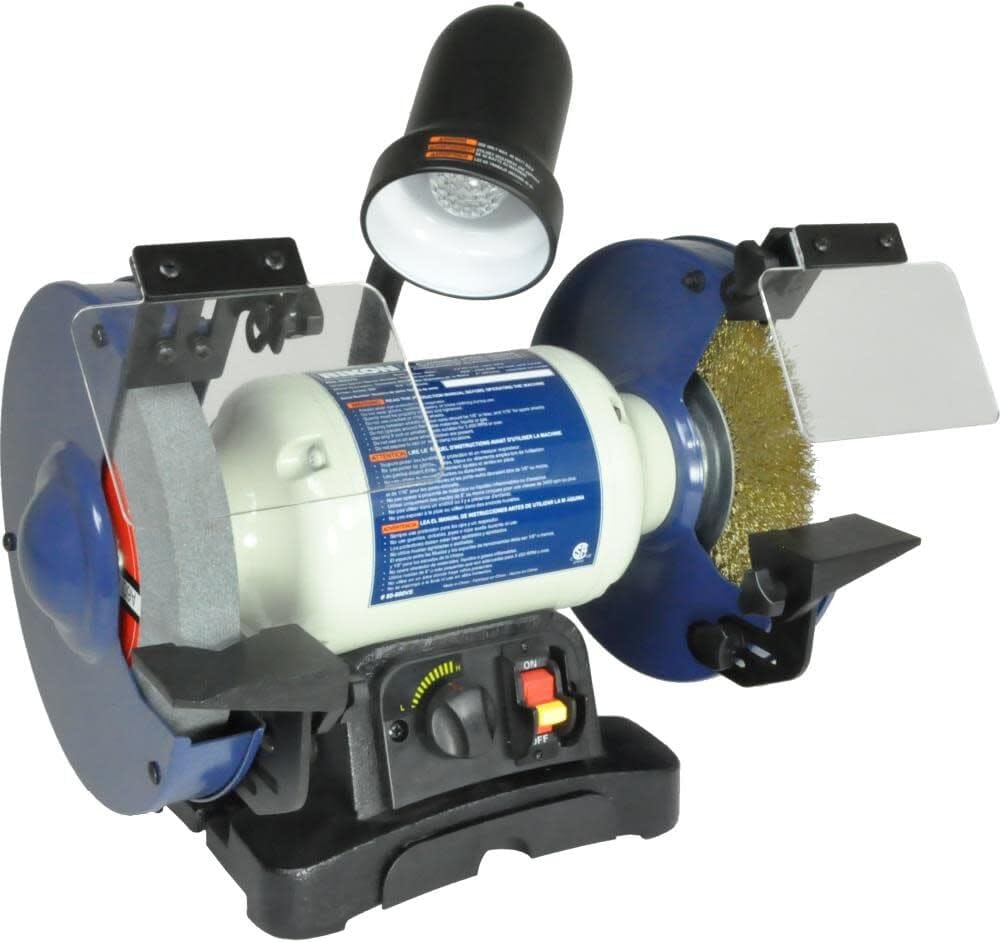Rikon 8-Inch Variable Speed 3/4 HP Bench Grinder - Perfect for Metalworking, Woodworking & Sharpening Tools in Home Workshops & Garages
