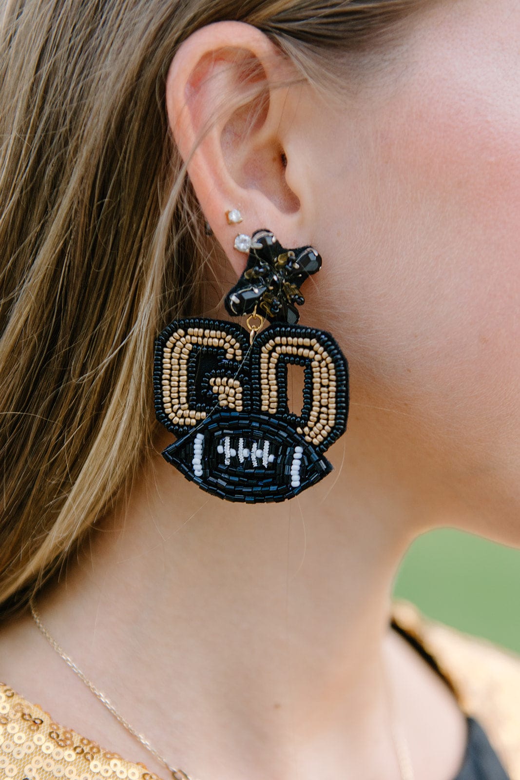 Elegant Black & Gold Beaded Drop Earrings for Women - Perfect for Parties, Weddings & Special Occasions