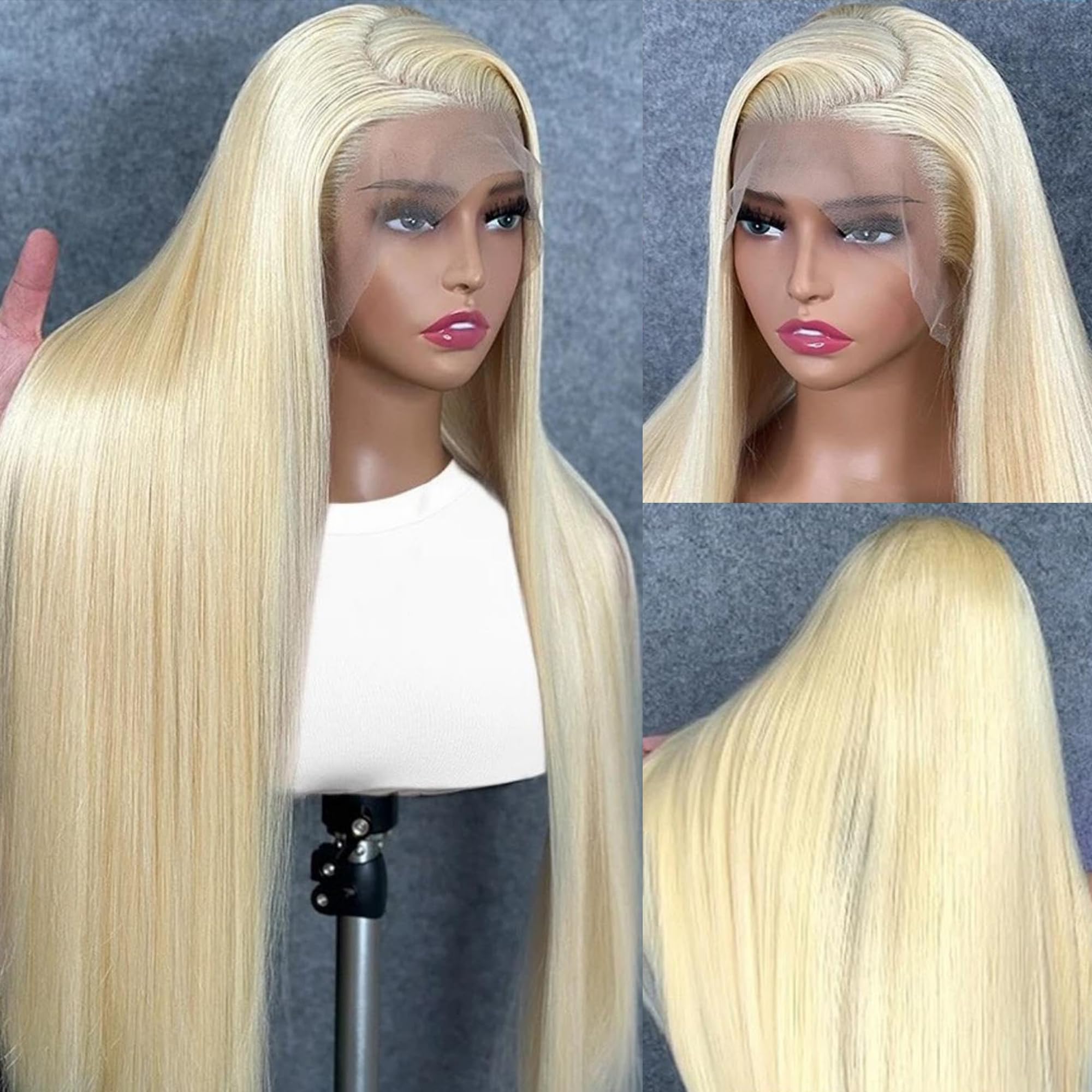 BZN 613 Blonde Lace Front Wig - 13x6 Human Hair Straight Wig 28 Inch 200 Density - Pre Plucked with Baby Hair for Natural Look | Perfect for Daily Wear, Cosplay, and Special Occasions