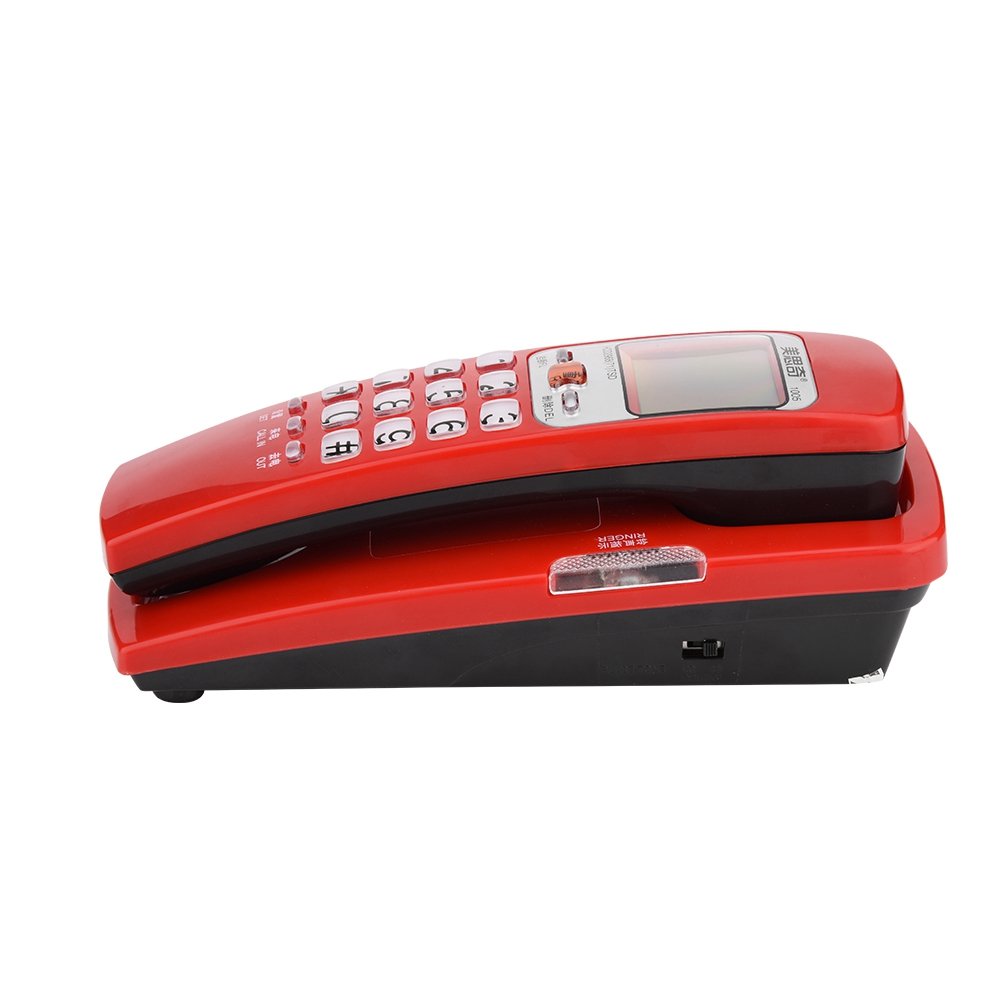 Mini Corded Landline Phone with Caller ID & Backlit Dial - 30 Number Memory, Compact Home Office Telephone (Red) | Perfect for Small Spaces, Bedrooms, and Workspaces