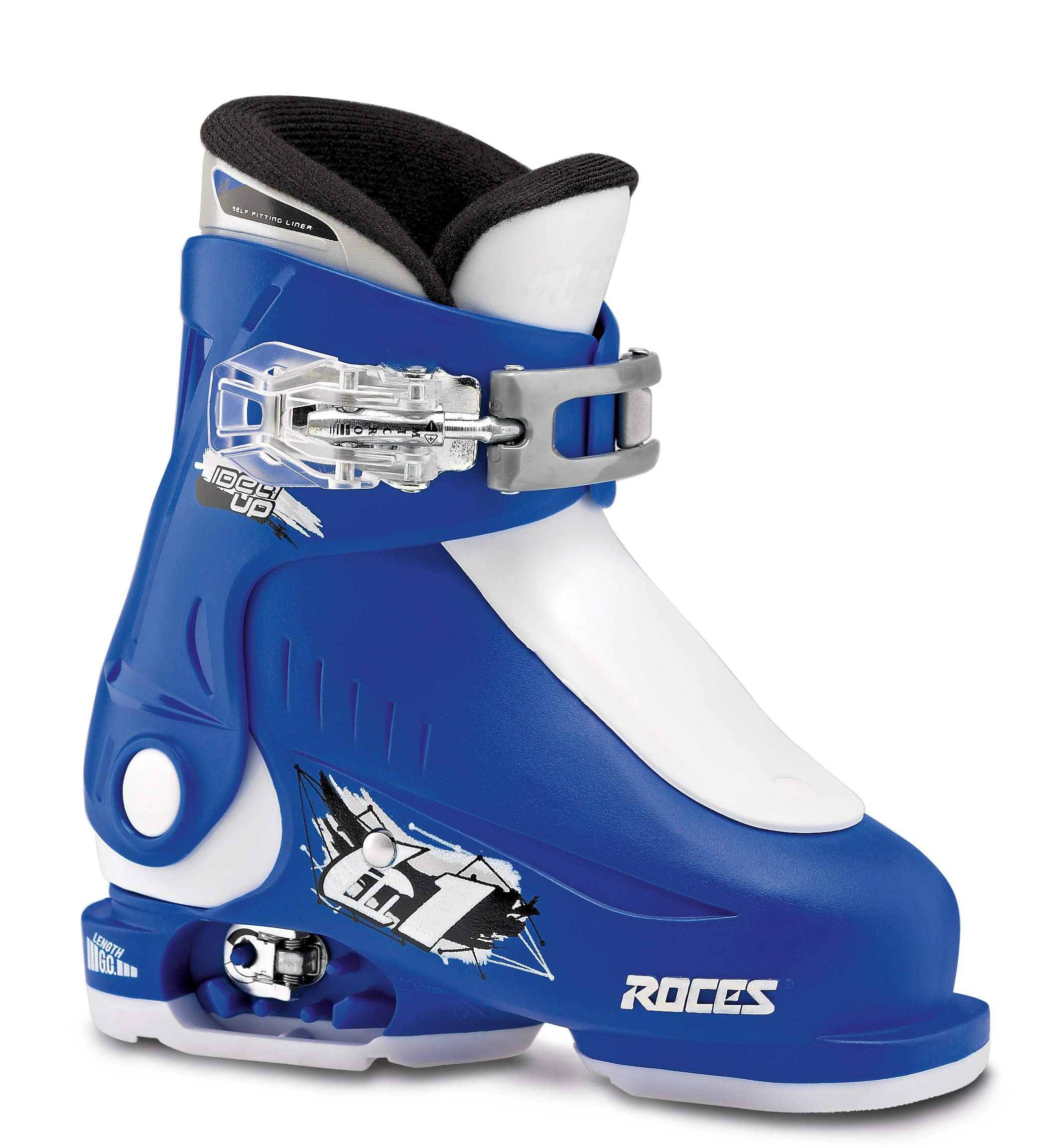 Roces ATOMIC IDEA UP 16.0-18.5 Adjustable Kids Ski Boots - Blue & White (Sizes 25-29) - Perfect for Young Skiers on Slopes & Winter Sports