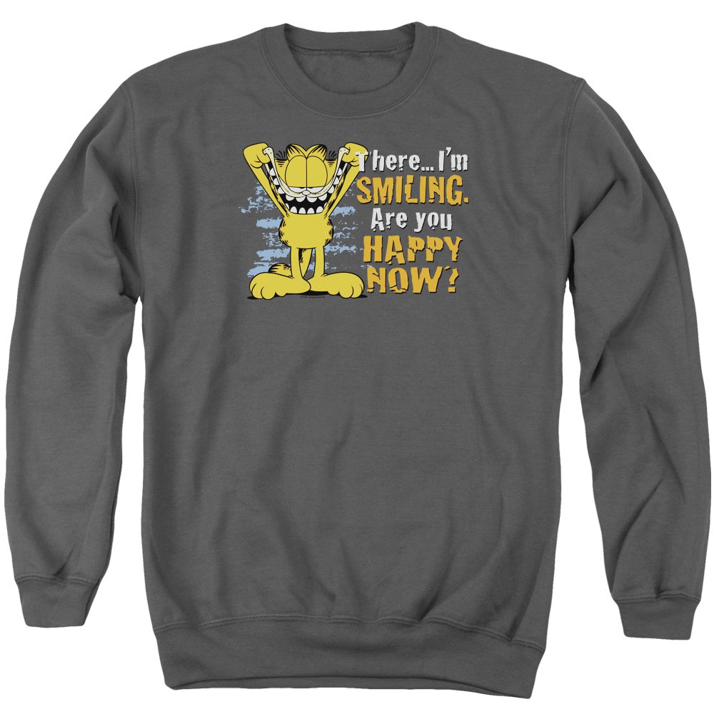 Garfield Smiling Unisex Adult Crewneck Sweatshirt - Comfortable Cotton Pullover for Men & Women - Perfect for Casual Wear, Lounge & Gift Giving