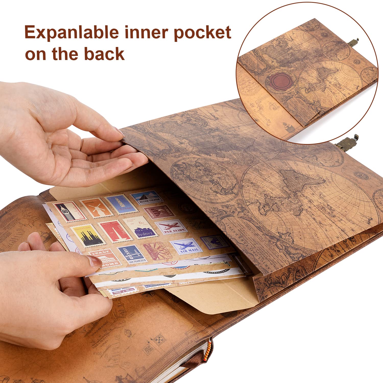 180-Page Adventure Scrapbook Photo Album - Retro Embossed Leather Hardcover Travel Journal for Couples | Memory Book for Anniversaries, Weddings & Mother's Day Gifts | Perfect for Travel Memories, Romantic Gifts & Special Occasions