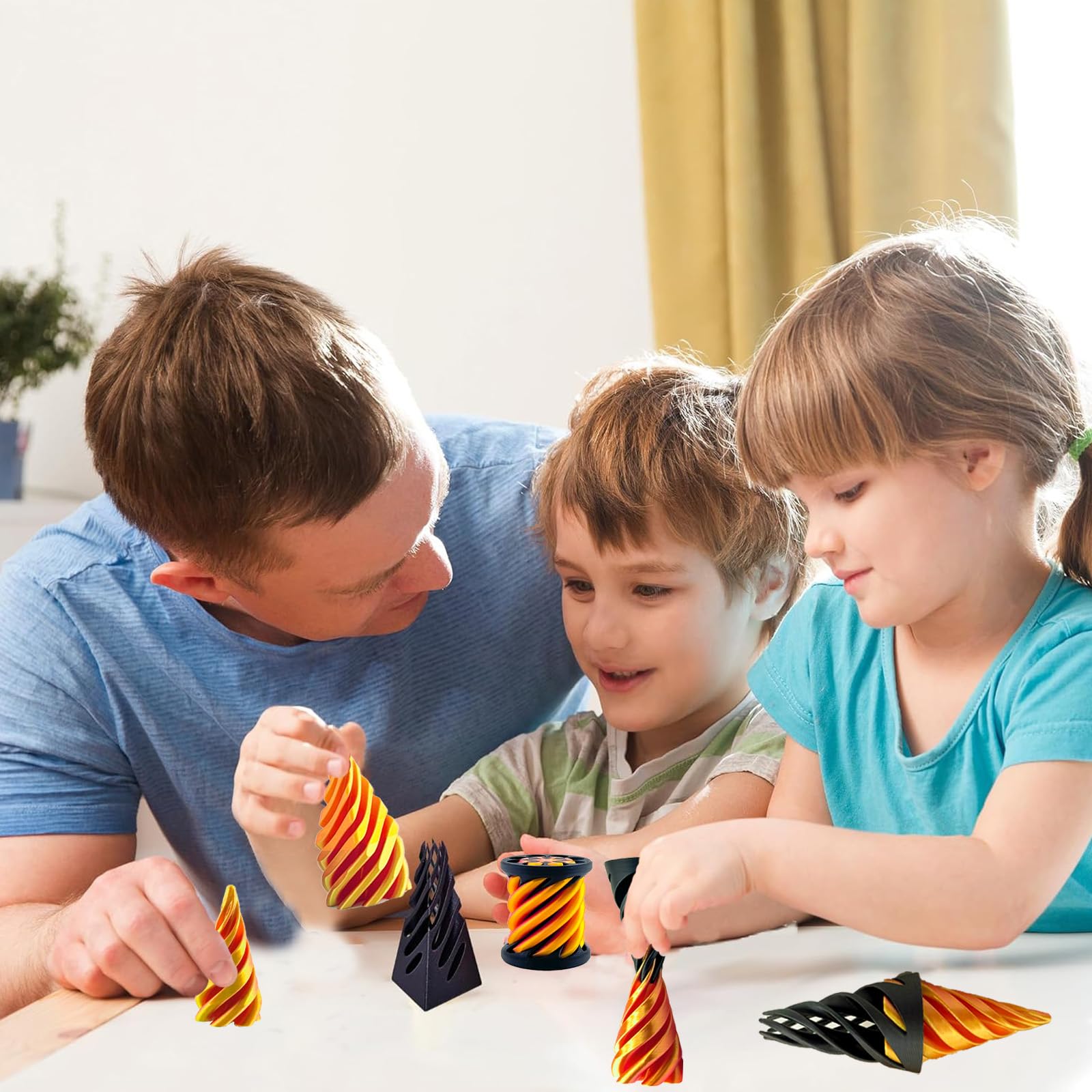 3 Packs Impossible Cone Fidget Toy - 3D Printed Spiral Cone, Pyramid Passthrough Sensory Toy for Anxiety Relief & Stress Relaxation - Mini Vortex Thread Illusion Desk Decor - Perfect for Office, Home, Travel & ADHD Focus Aid