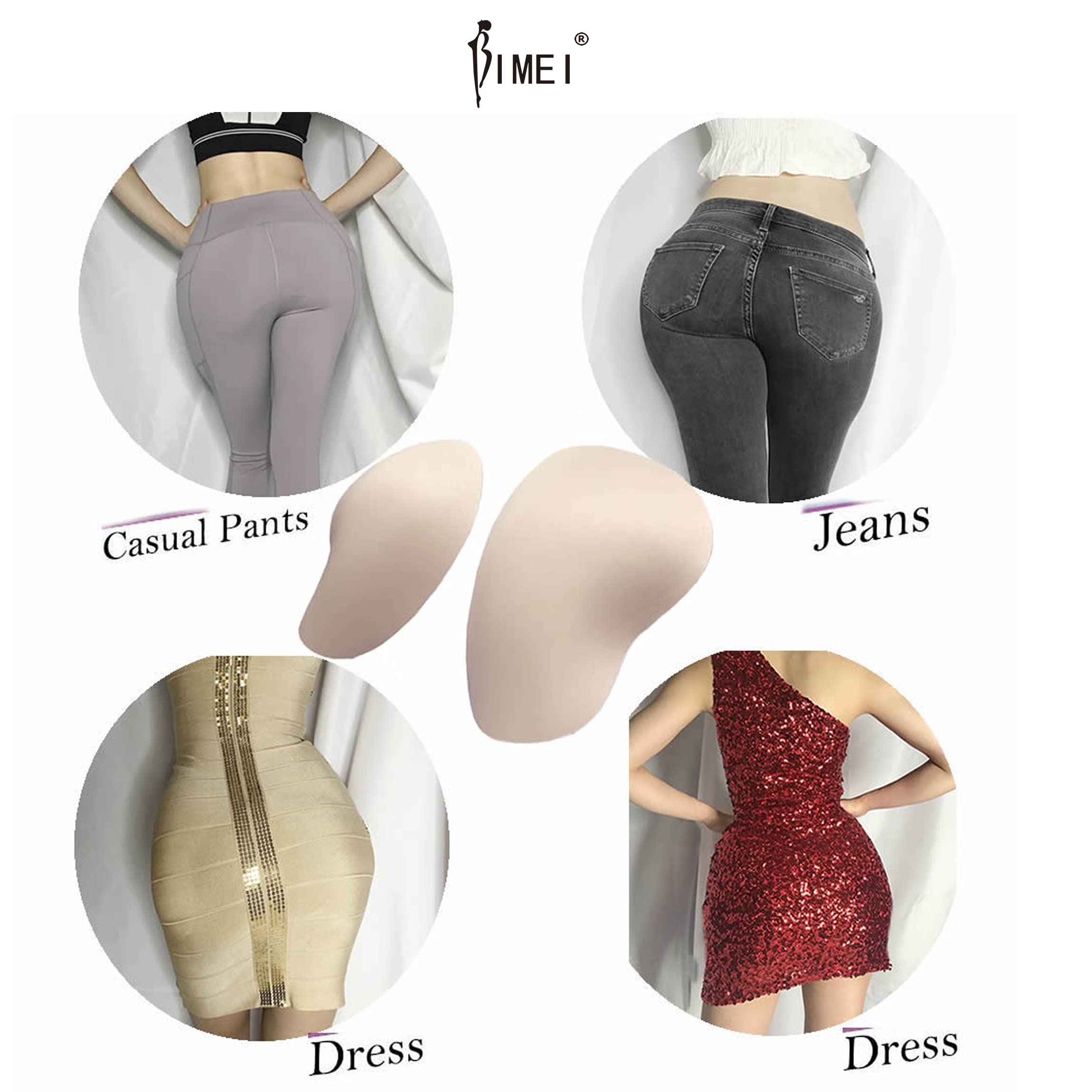 BIMEI 2PS Self-Adhesive Thigh & Hip Pads - XL Black Mini Sponge Lift Enhancer for Body Shaping, Comfort & Invisible Wear Under Clothes - Perfect for Dresses, Jeans & Special Occasions