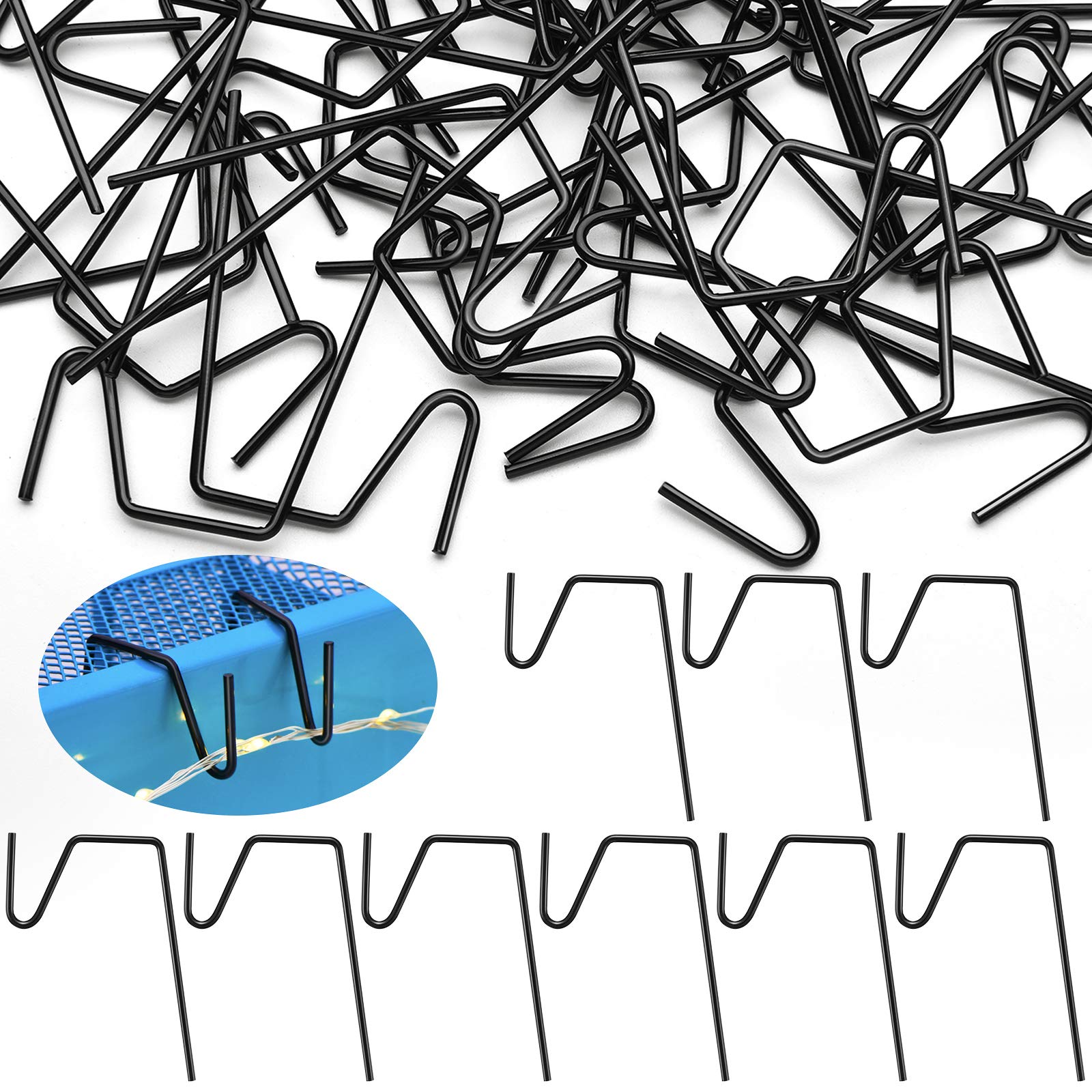 Christmas Hanging Gutter Hooks - 50pcs Metal Wire Hooks for Outdoor Lights & Decorations