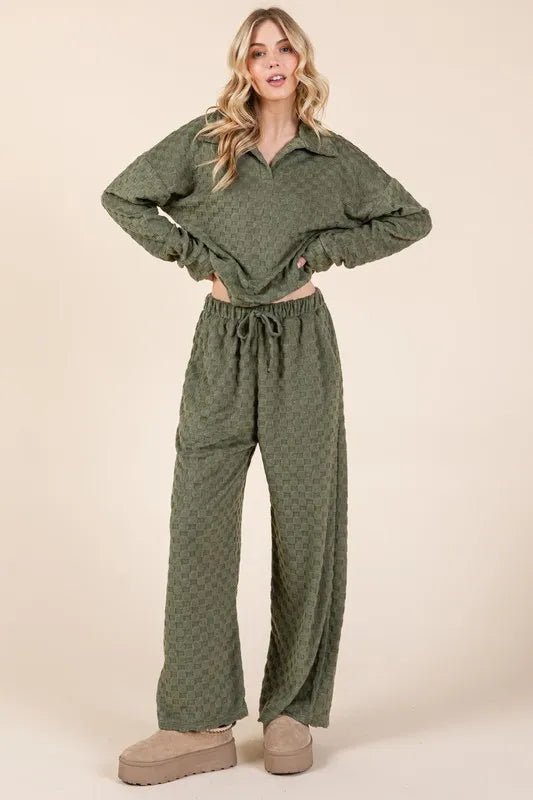 BOMBOM Checkered Wide Leg Pants for Women - Trendy High Waist Tied Pants for Casual & Office Wear - Perfect for Work, Date Night & Everyday Fashion